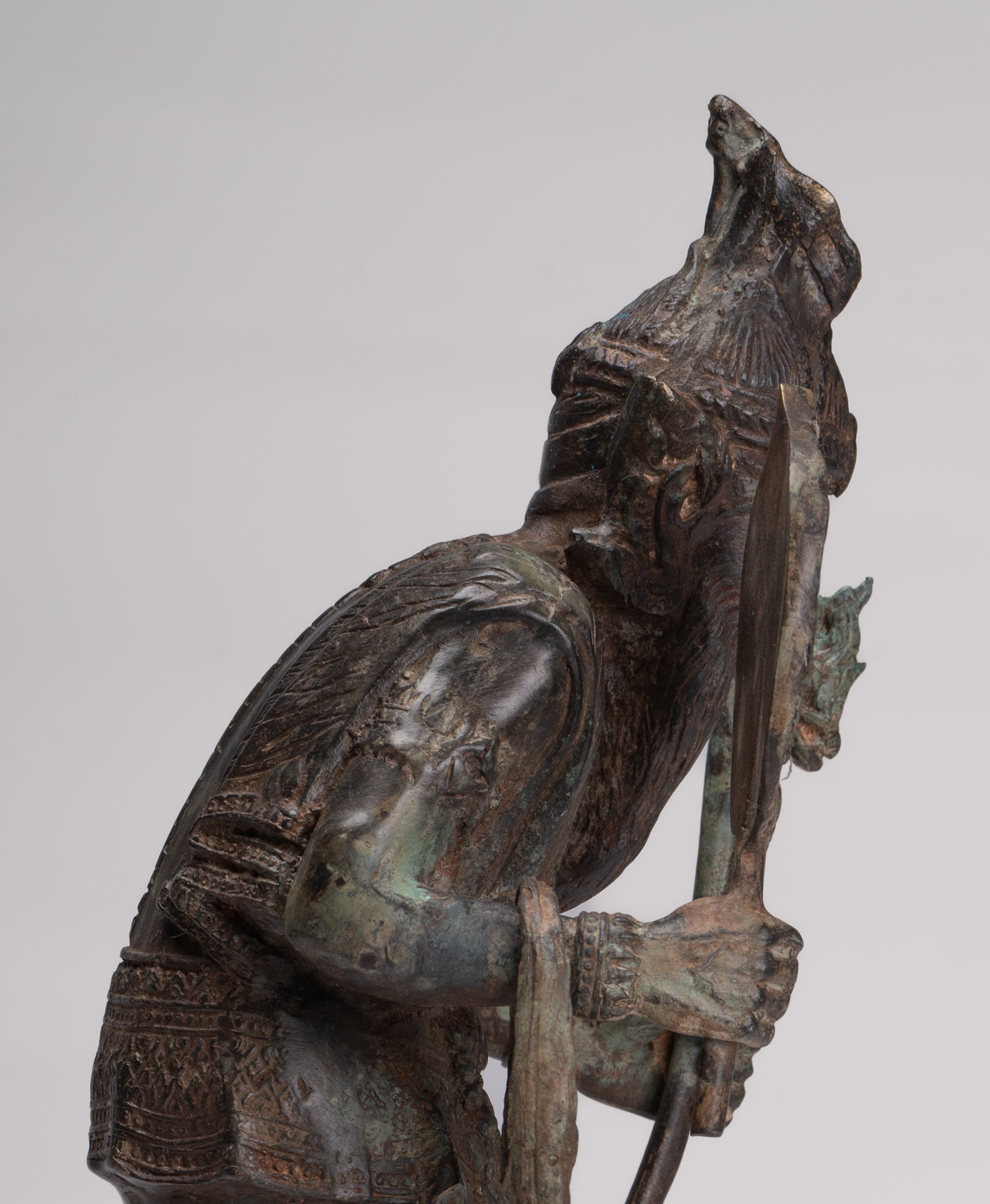 Rishi Statue - Antique Thai Style Seated Bronze Rishi or Wise Man - 36cm/14"