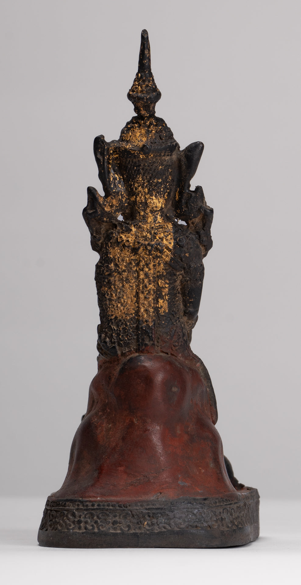 Buddha Statue - Seated Antique Thai Style Bronze Wednesday Evening Buddha - 16cm/6"