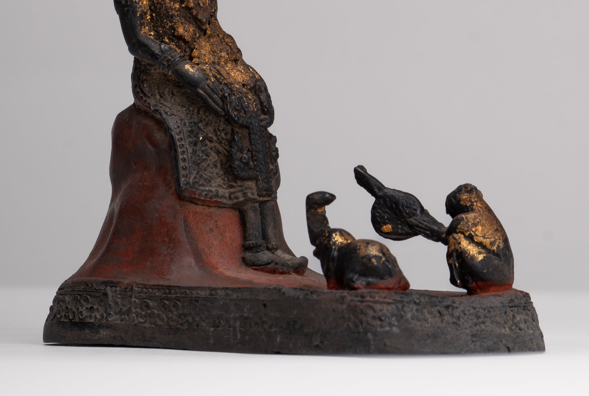 Buddha Statue - Seated Antique Thai Style Bronze Wednesday Evening Buddha - 16cm/6"