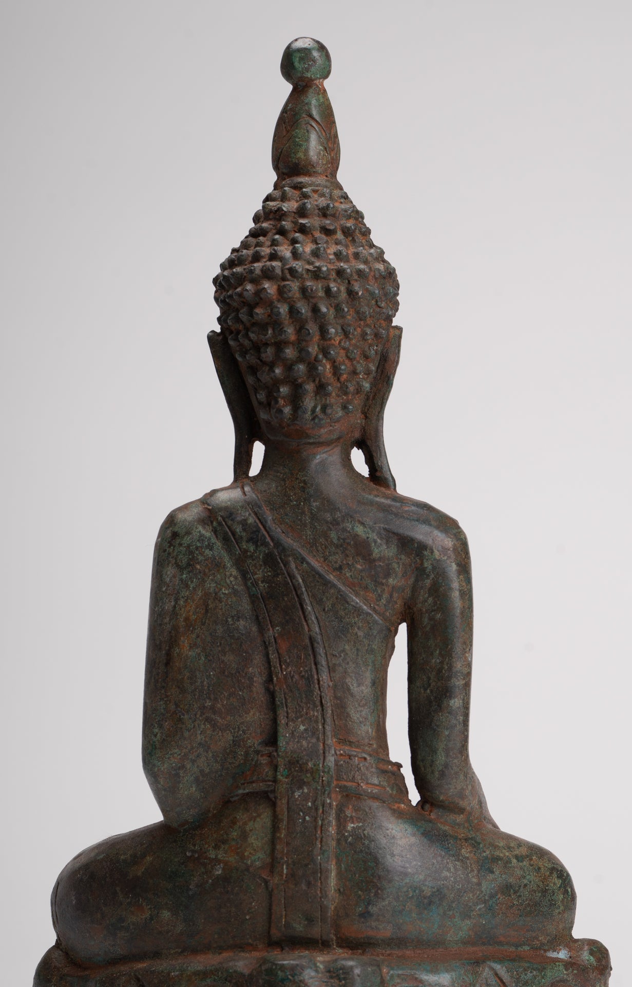 Buddha Statue - Antique Laos Style Bronze Enlightenment Elephant Buddha Statue - 29cm/12"