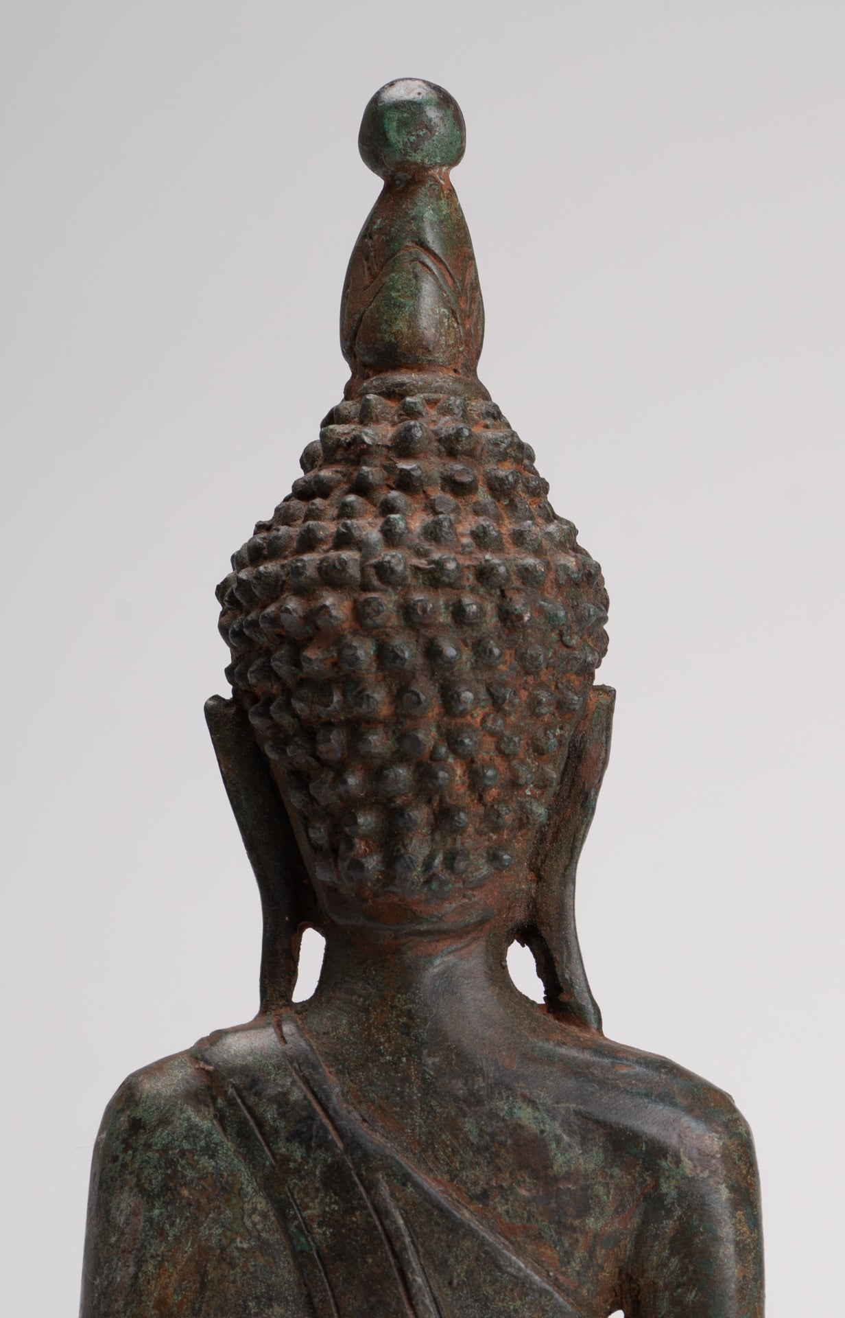 Buddha Statue - Antique Laos Style Bronze Enlightenment Elephant Buddha Statue - 29cm/12"