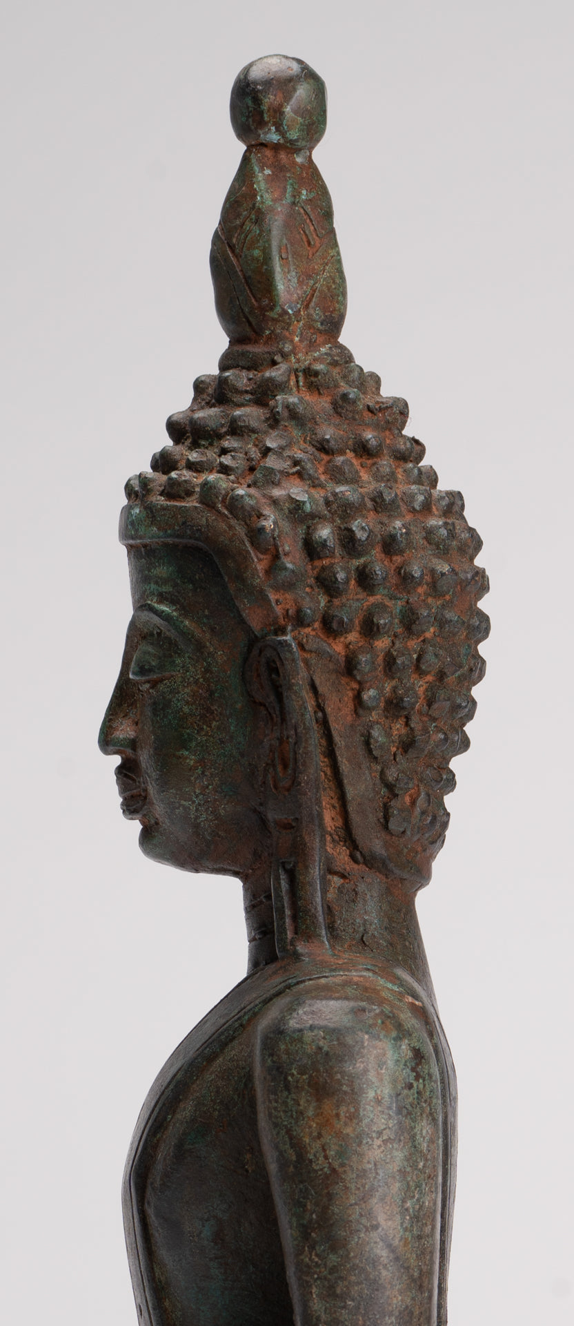 Buddha Statue - Antique Laos Style Bronze Enlightenment Elephant Buddha Statue - 29cm/12"