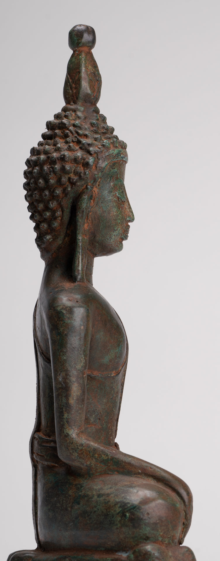 Buddha Statue - Antique Laos Style Bronze Enlightenment Elephant Buddha Statue - 29cm/12"