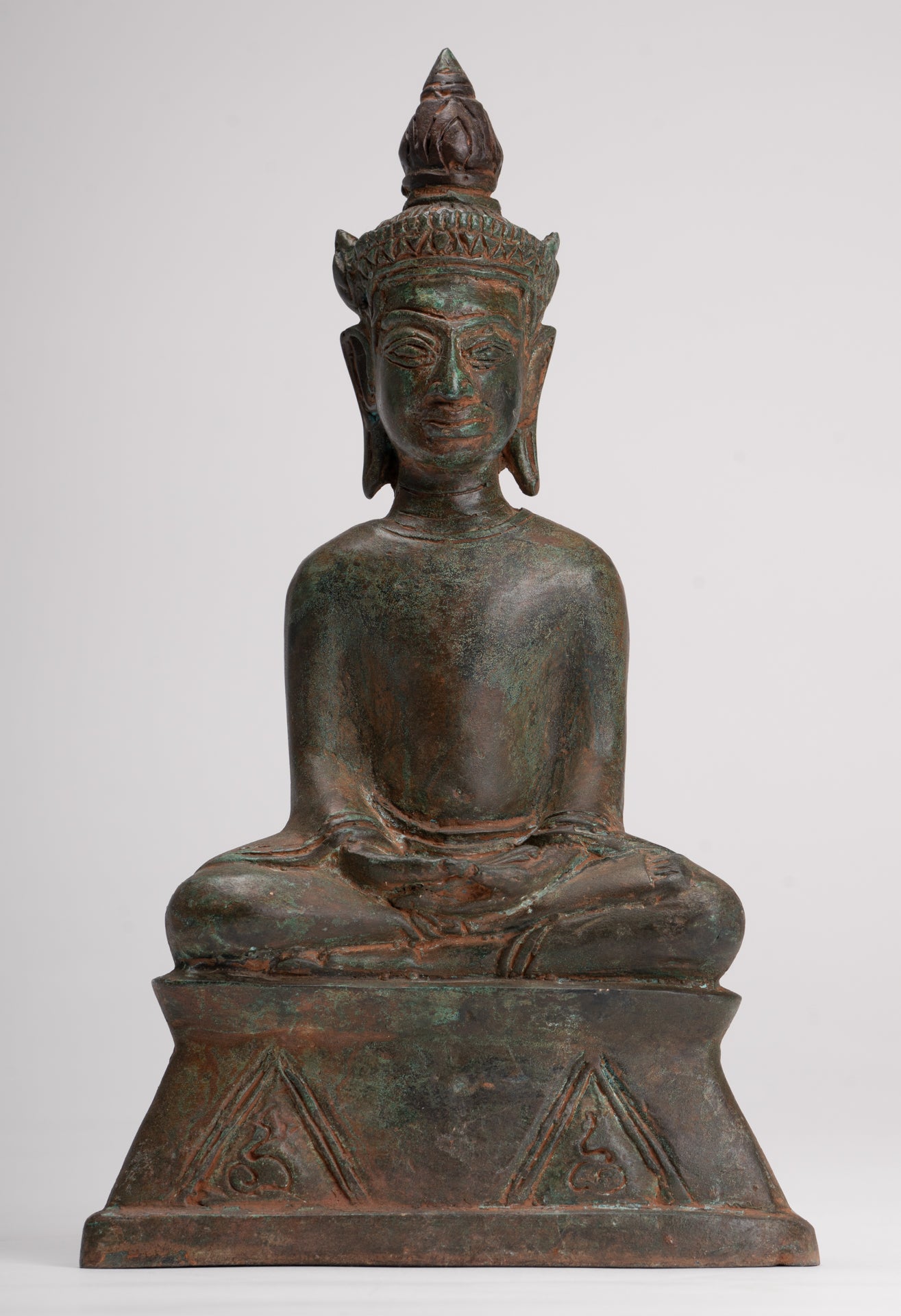 Buddha Statue - Seated Antique Laos Style Meditation Buddha Statue - 26cm/10"