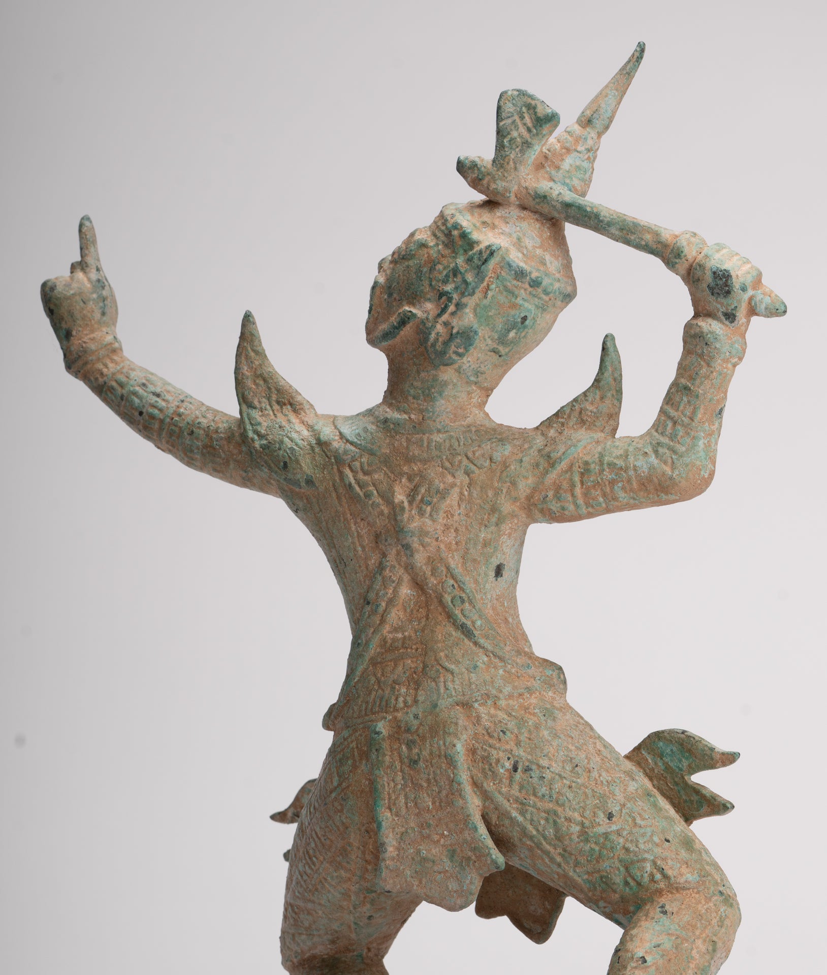 Antique Khmer Style Standing Bayon Hindu God Hanuman Statue - 31cm/12" Tall