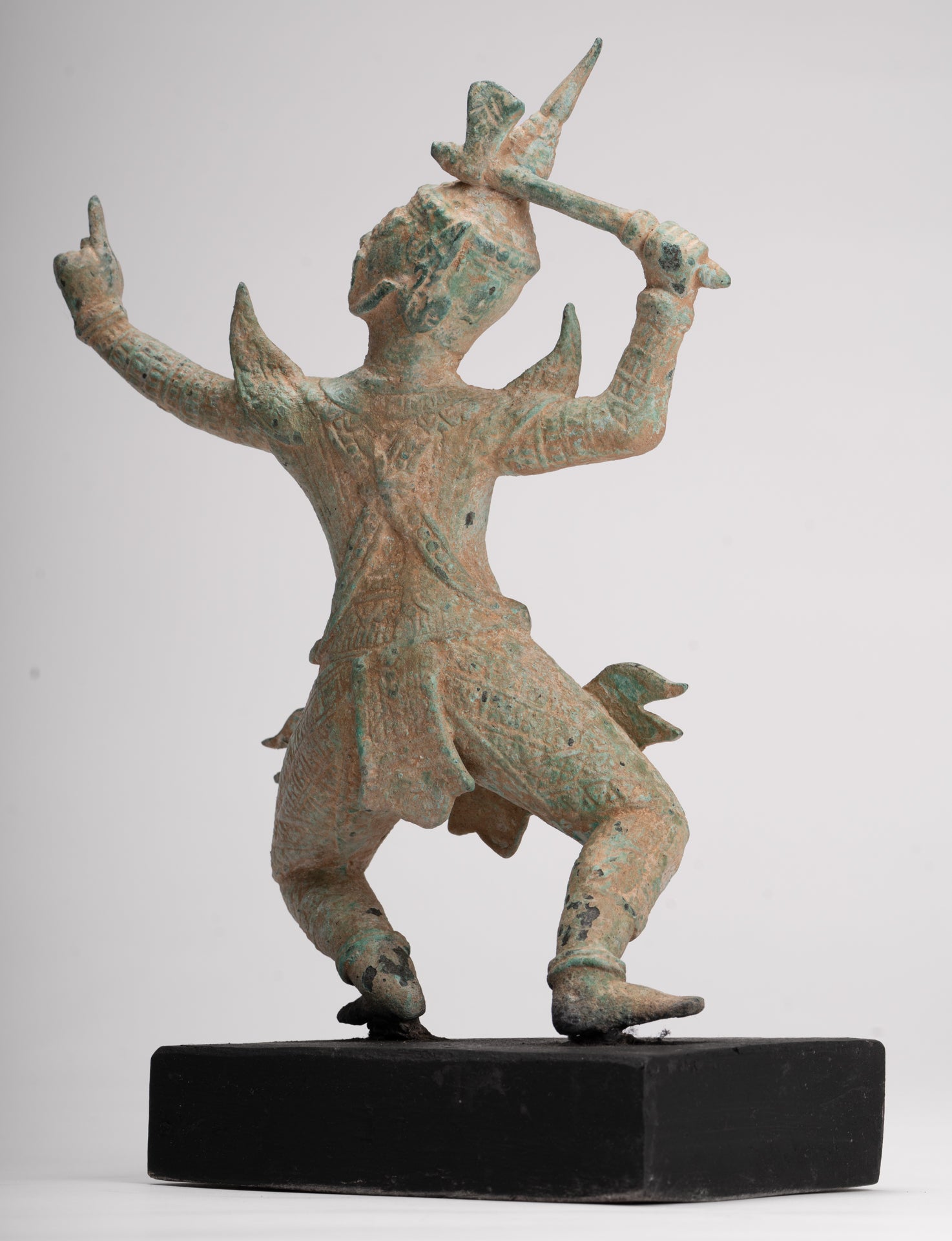 Antique Khmer Style Standing Bayon Hindu God Hanuman Statue - 31cm/12" Tall