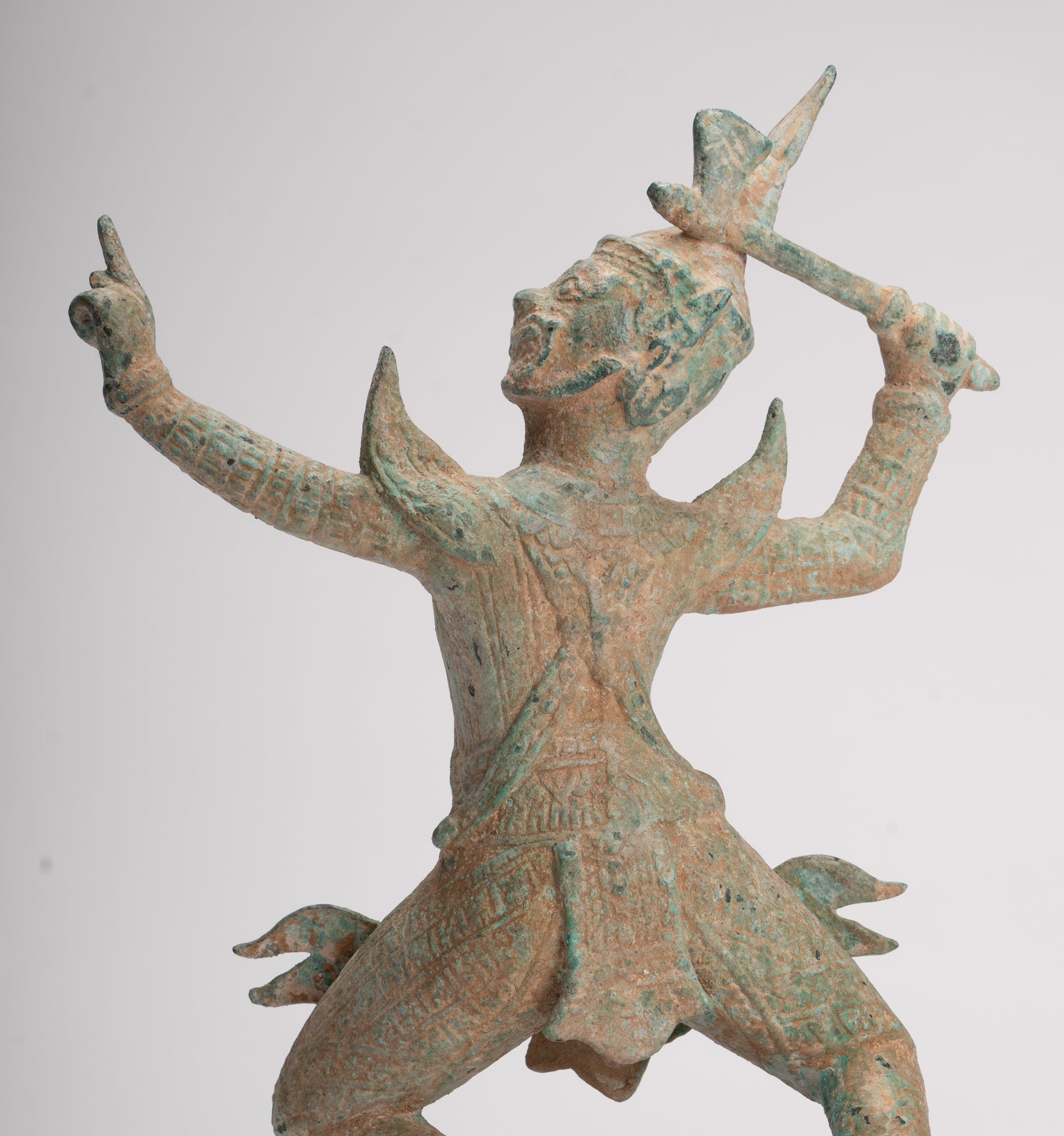 Antique Khmer Style Standing Bayon Hindu God Hanuman Statue - 31cm/12" Tall