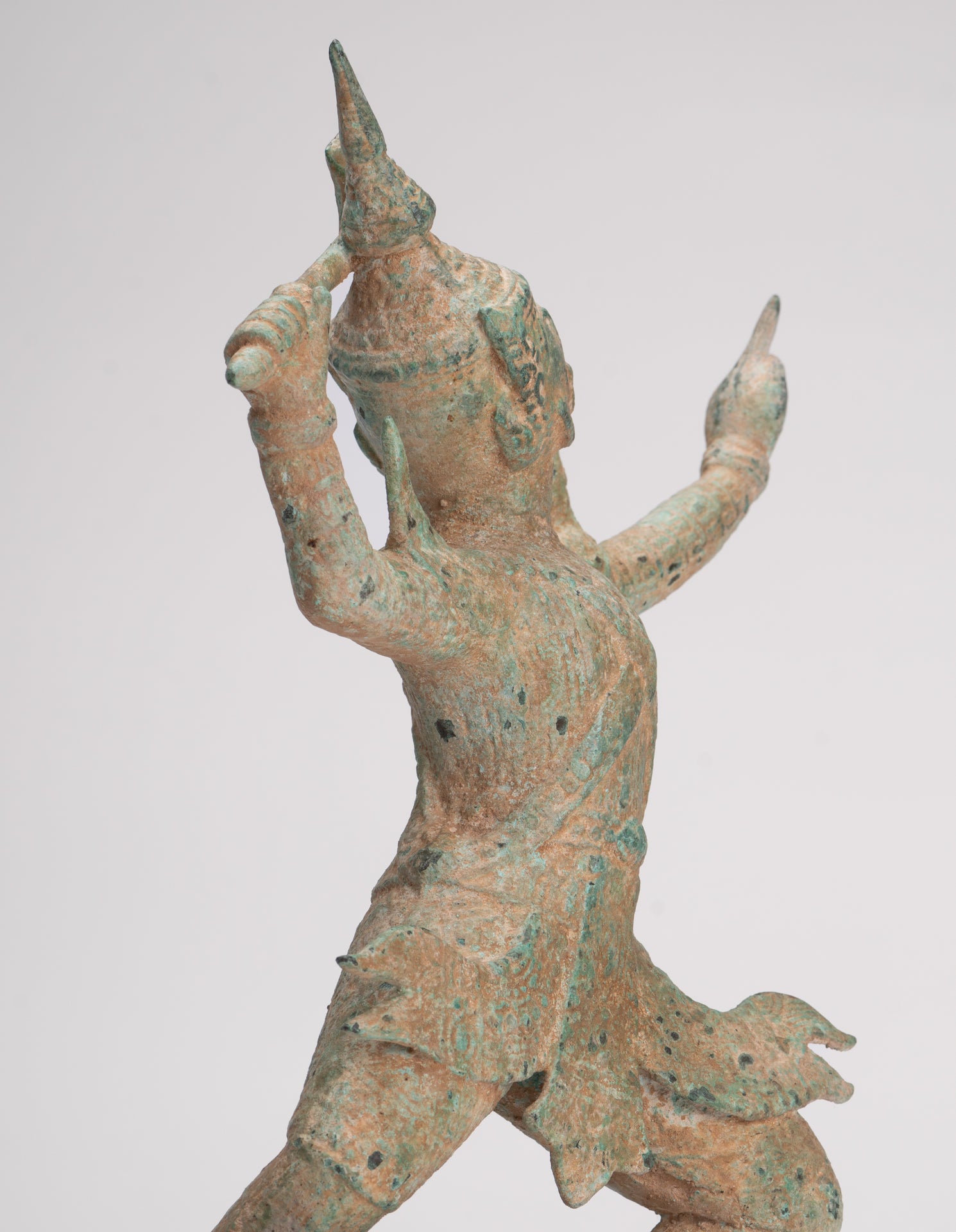 Antique Khmer Style Standing Bayon Hindu God Hanuman Statue - 31cm/12" Tall