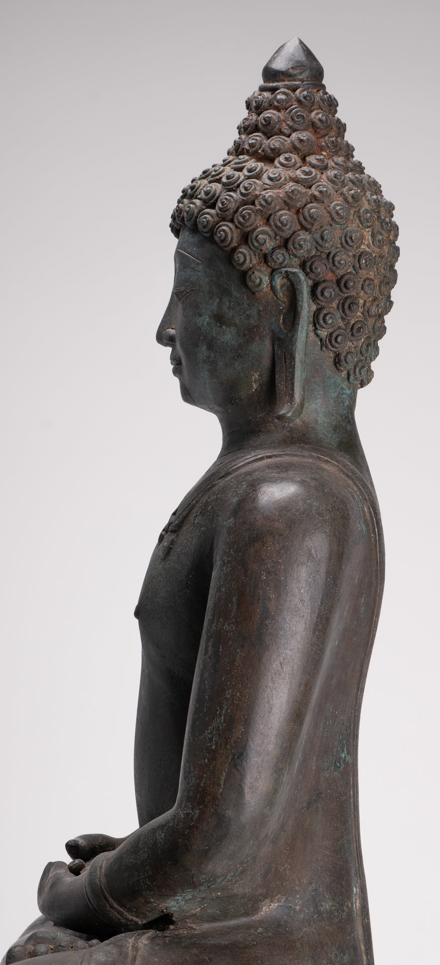 Large Buddha Statue - Antique Thai Style Bronze Chiang Saen Meditation Buddha Statue - 81cm/32"