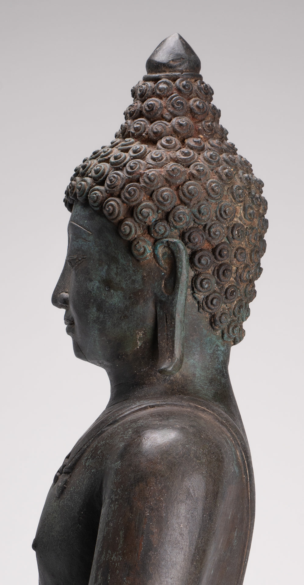 Large Buddha Statue - Antique Thai Style Bronze Chiang Saen Meditation Buddha Statue - 81cm/32"