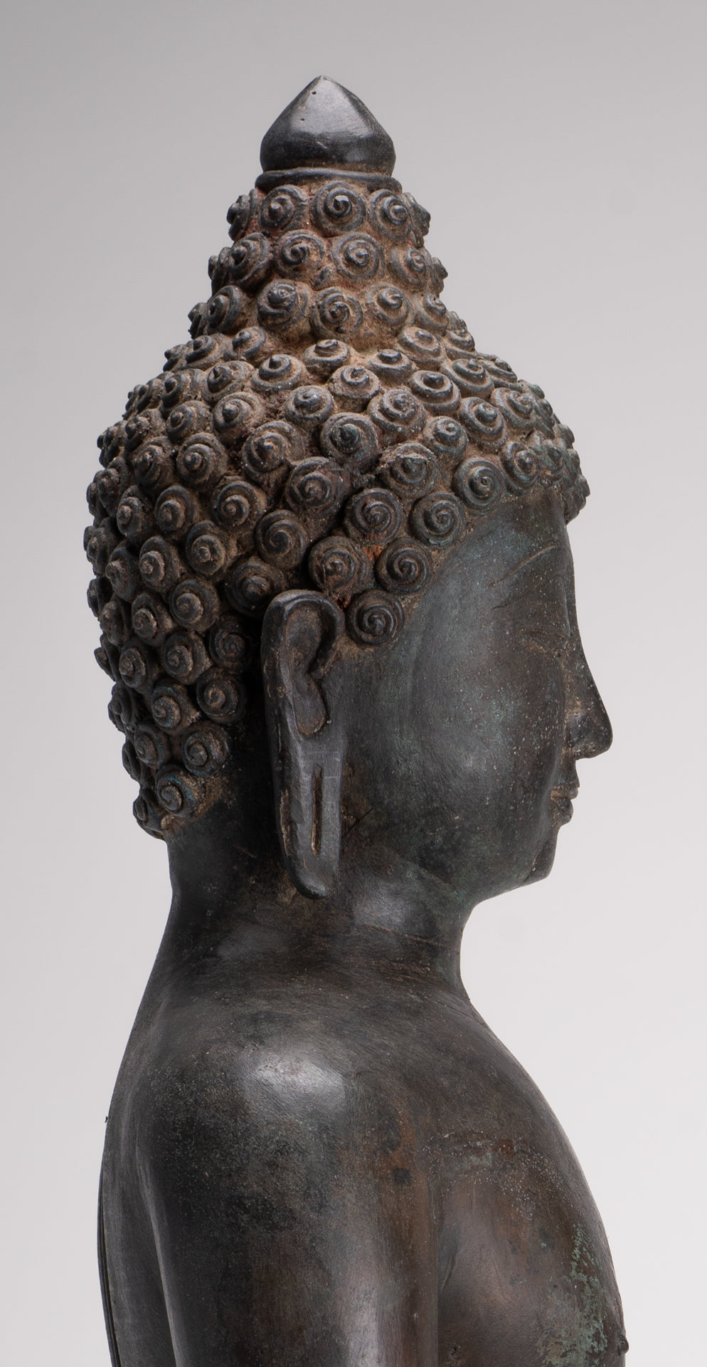 Large Buddha Statue - Antique Thai Style Bronze Chiang Saen Meditation Buddha Statue - 81cm/32"