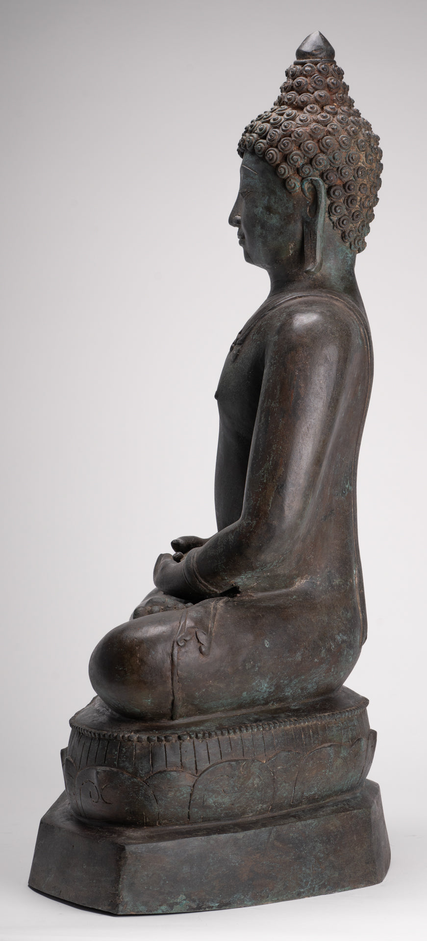 Large Buddha Statue - Antique Thai Style Bronze Chiang Saen Meditation Buddha Statue - 81cm/32"