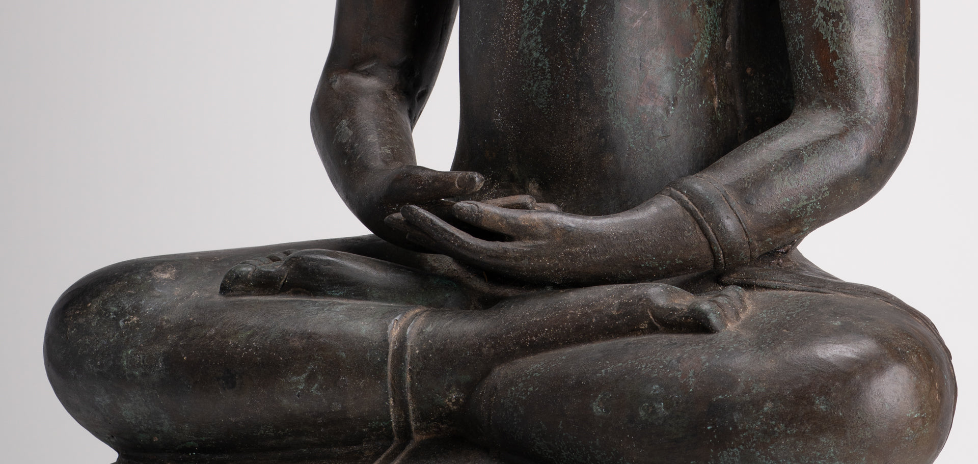 Large Buddha Statue - Antique Thai Style Bronze Chiang Saen Meditation Buddha Statue - 81cm/32"