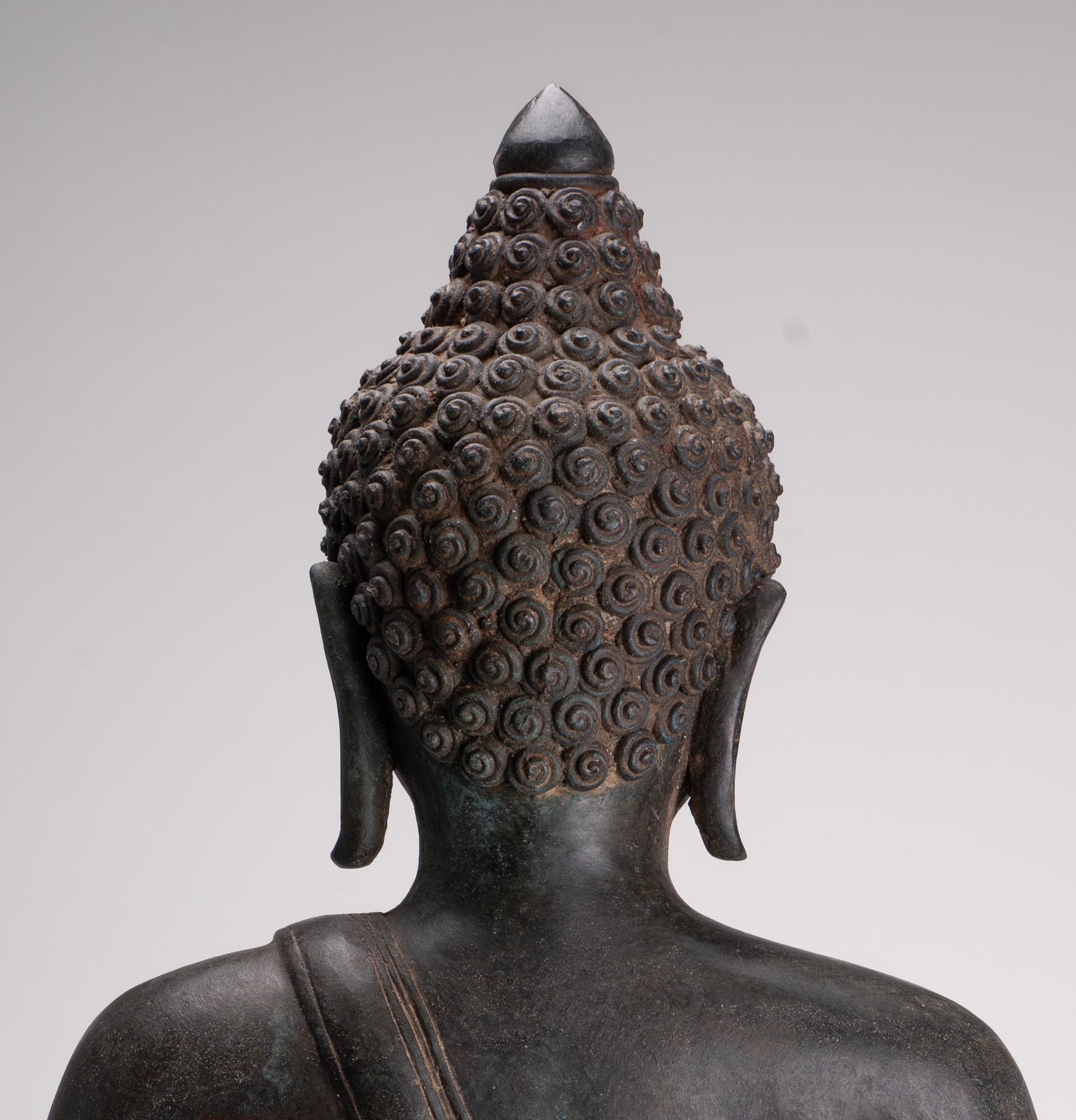 Large Buddha Statue - Antique Thai Style Bronze Chiang Saen Meditation Buddha Statue - 81cm/32"