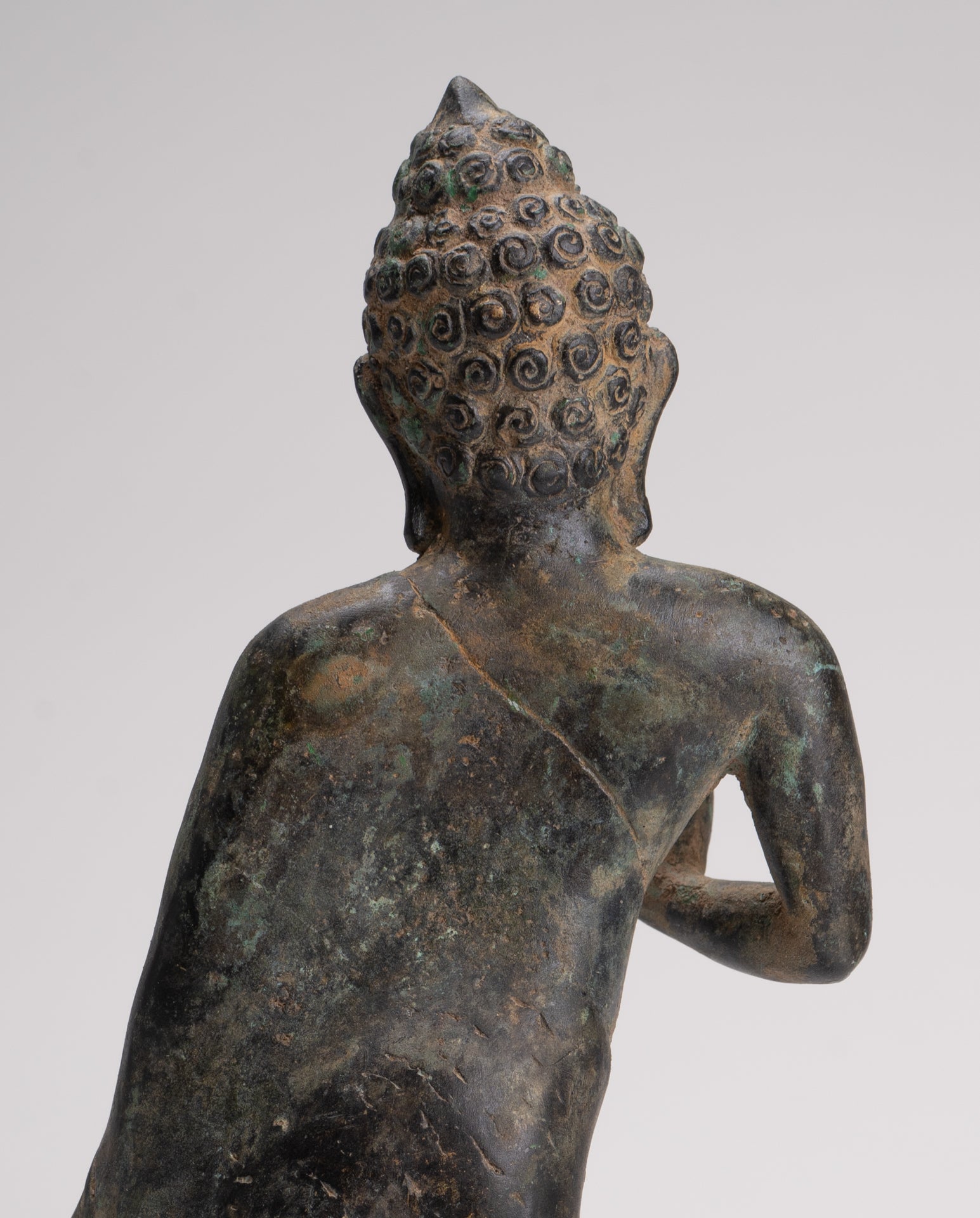 Buddha Statue - Antique Thai Style Standing Bronze Mon Dvaravati Teaching Buddha Statue - 32cm/13"