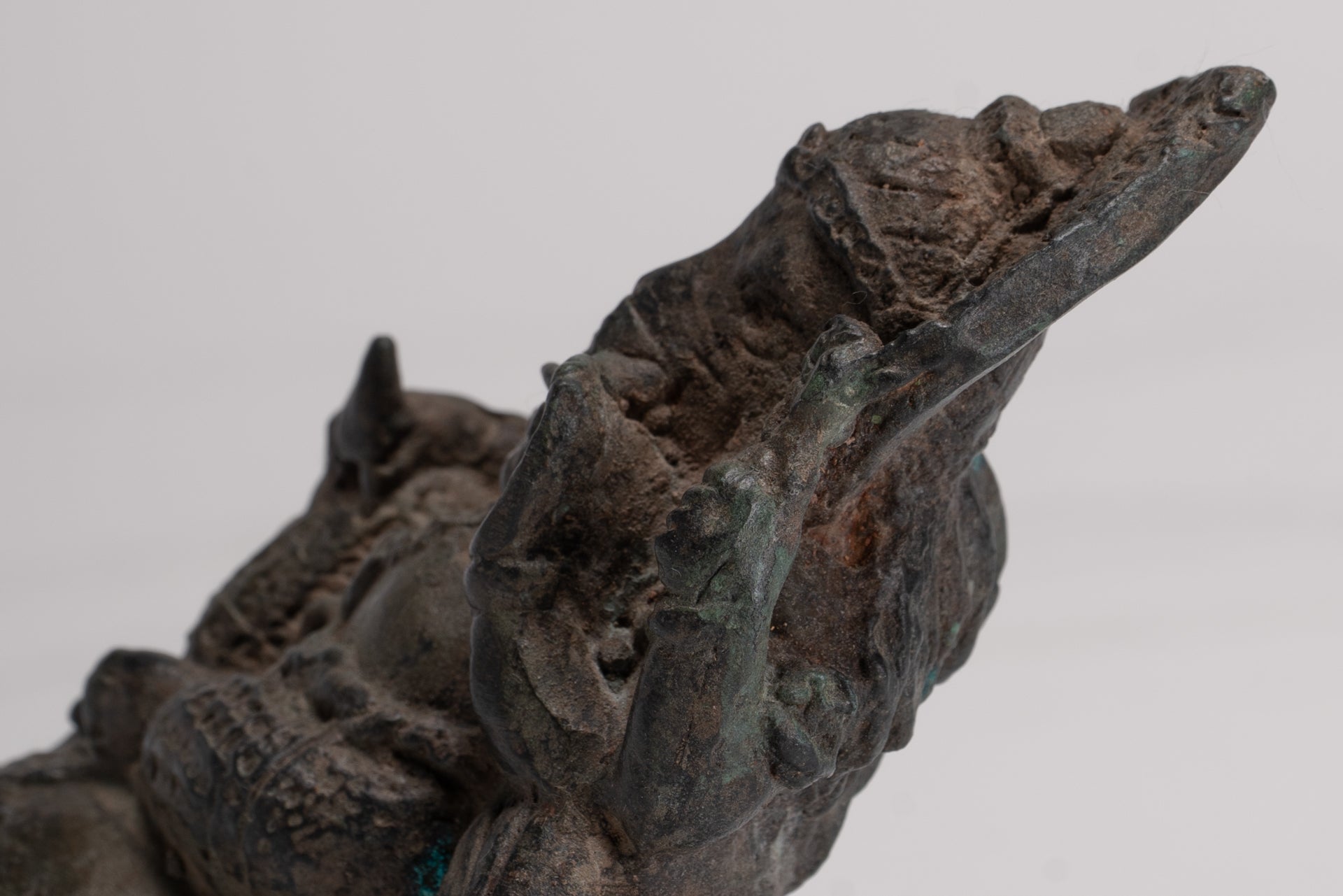 Ganesha Statue - Antique Thai Style Bronze Ganesha Statue Sat on Conch - 10cm/4"