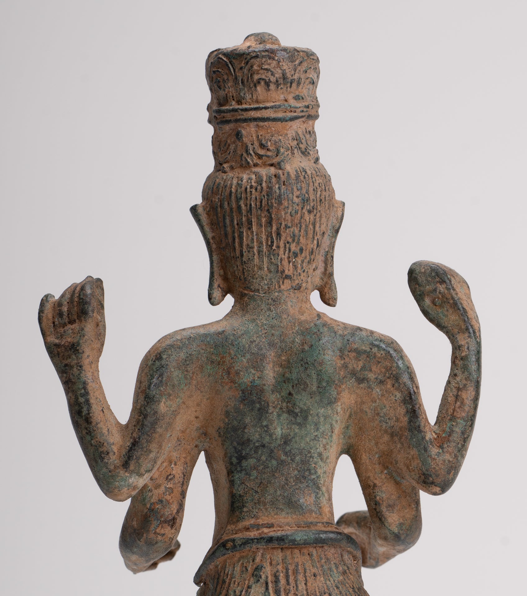 Vishnu Statue - Antique Phnom Da Style Khmer Standing Bronze Vishnu - 20.5cm/8"