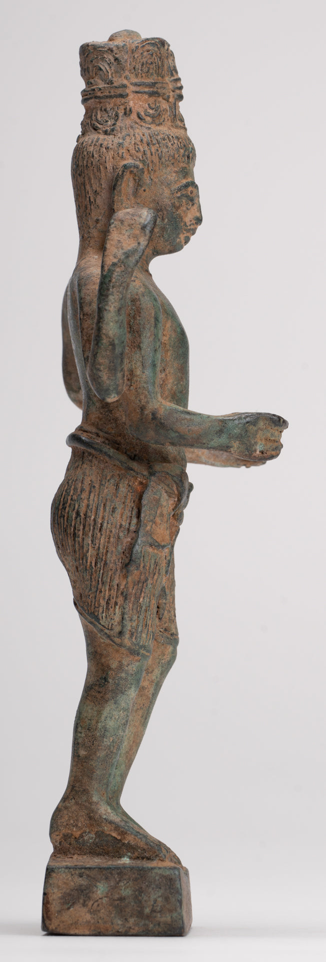 Vishnu Statue - Antique Phnom Da Style Khmer Standing Bronze Vishnu - 20.5cm/8"