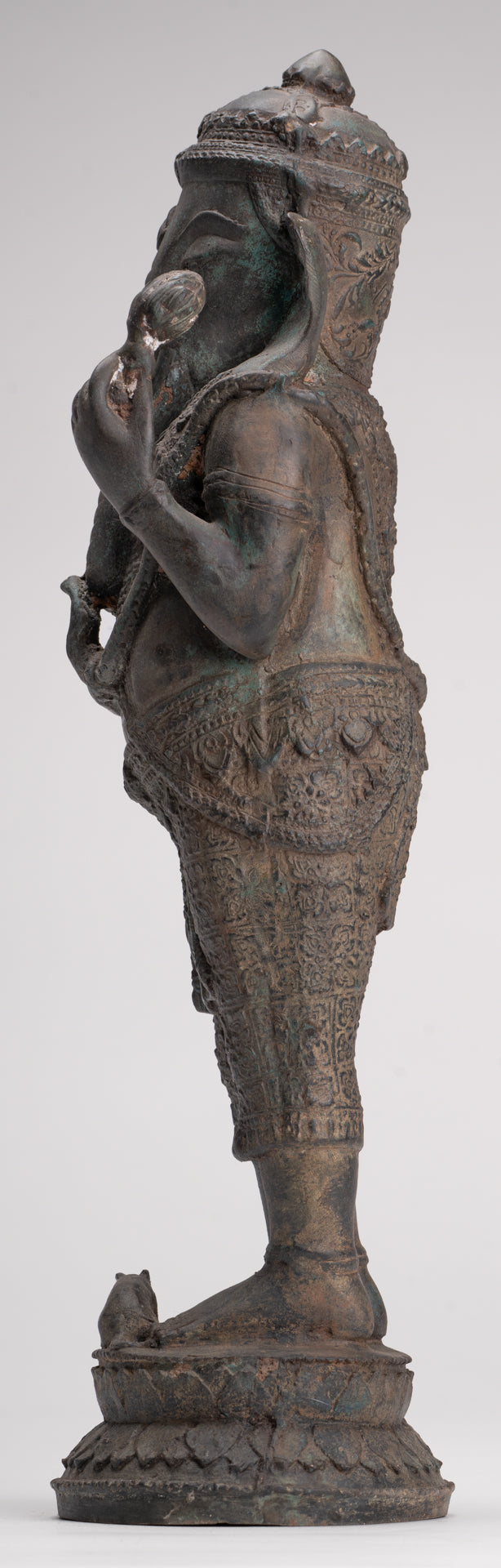 Ganesha Statue - Antique Thai Style Bronze Standing 2-Arm Ganesha Statue - 38cm/15"