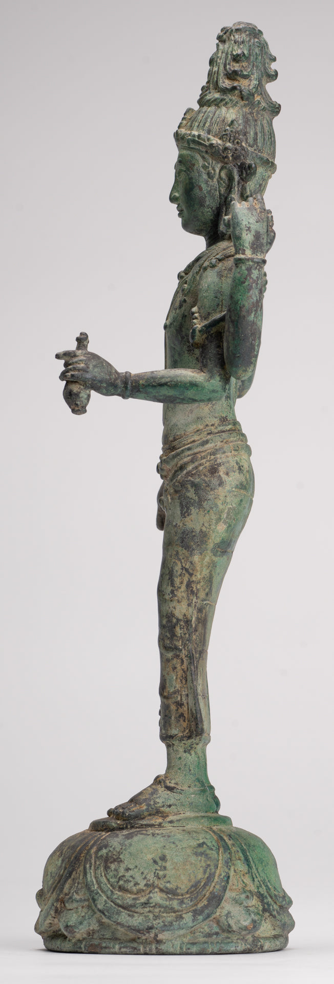 Lokeshvara - Antique Khmer Style Standing Bronze Lokeshvara Statue - 35cm/14"