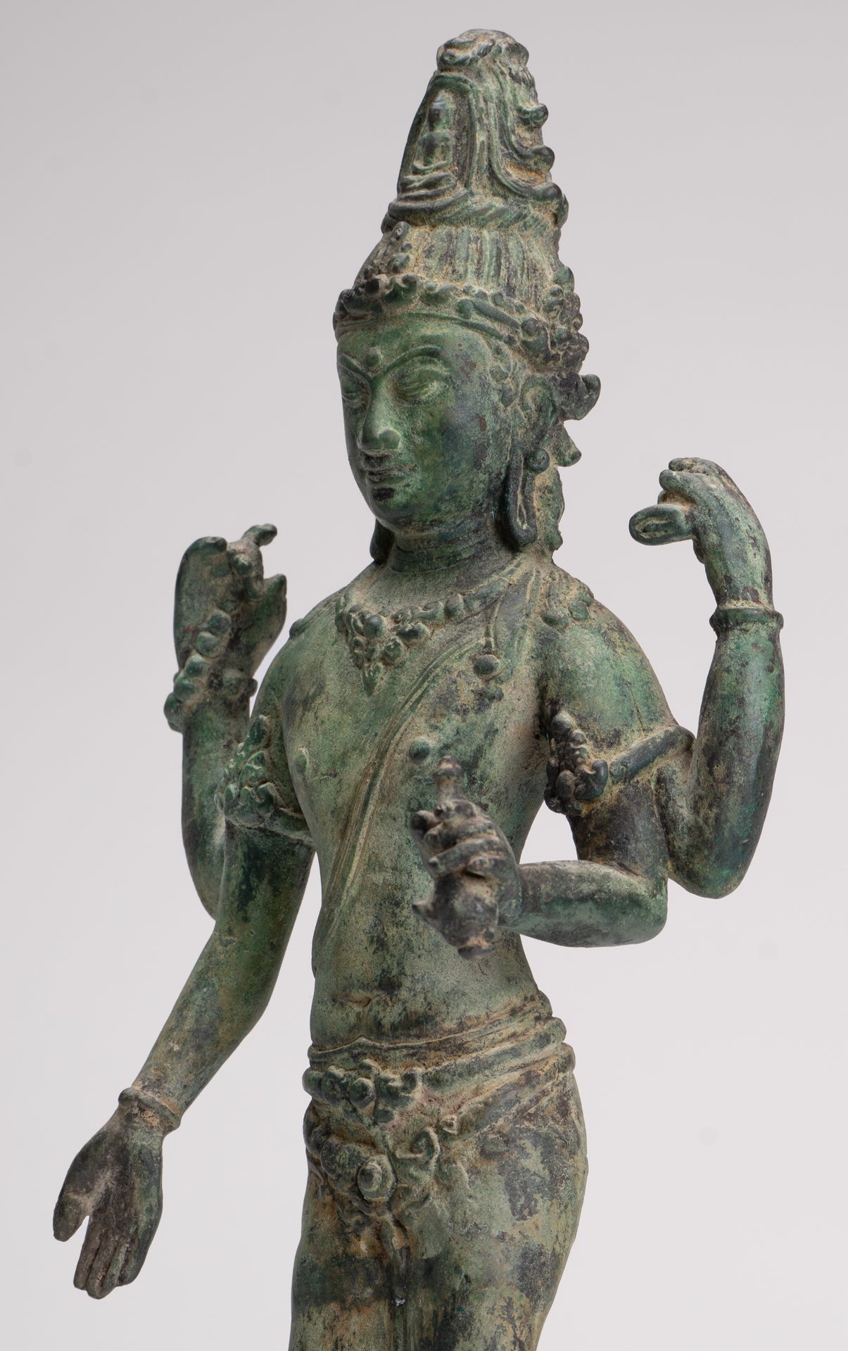 Lokeshvara - Antique Khmer Style Standing Bronze Lokeshvara Statue - 35cm/14"