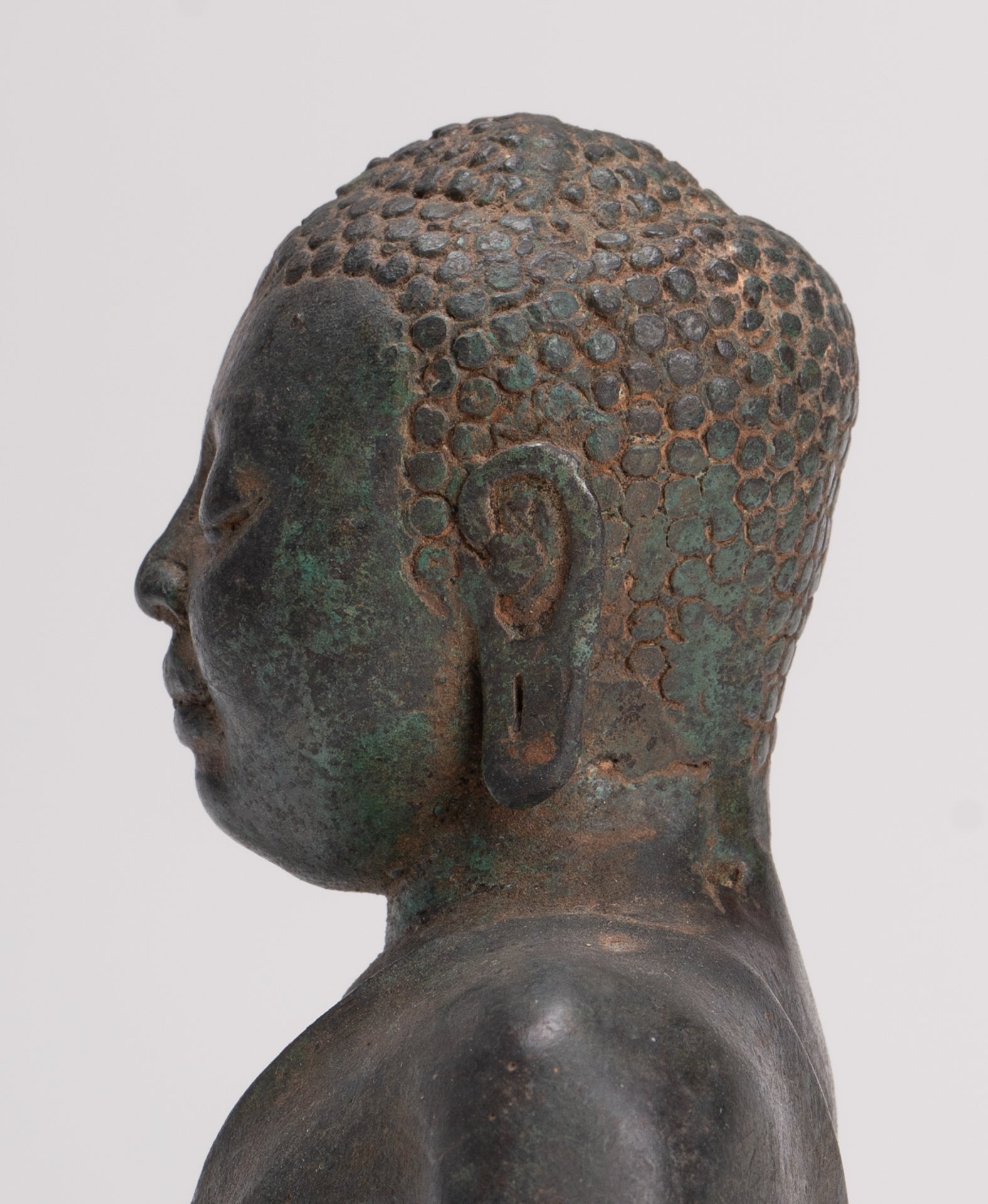 Buddha Statue - Antique Sri Lanka Style Seated Bronze Teaching Buddha Statue - 16cm/6"