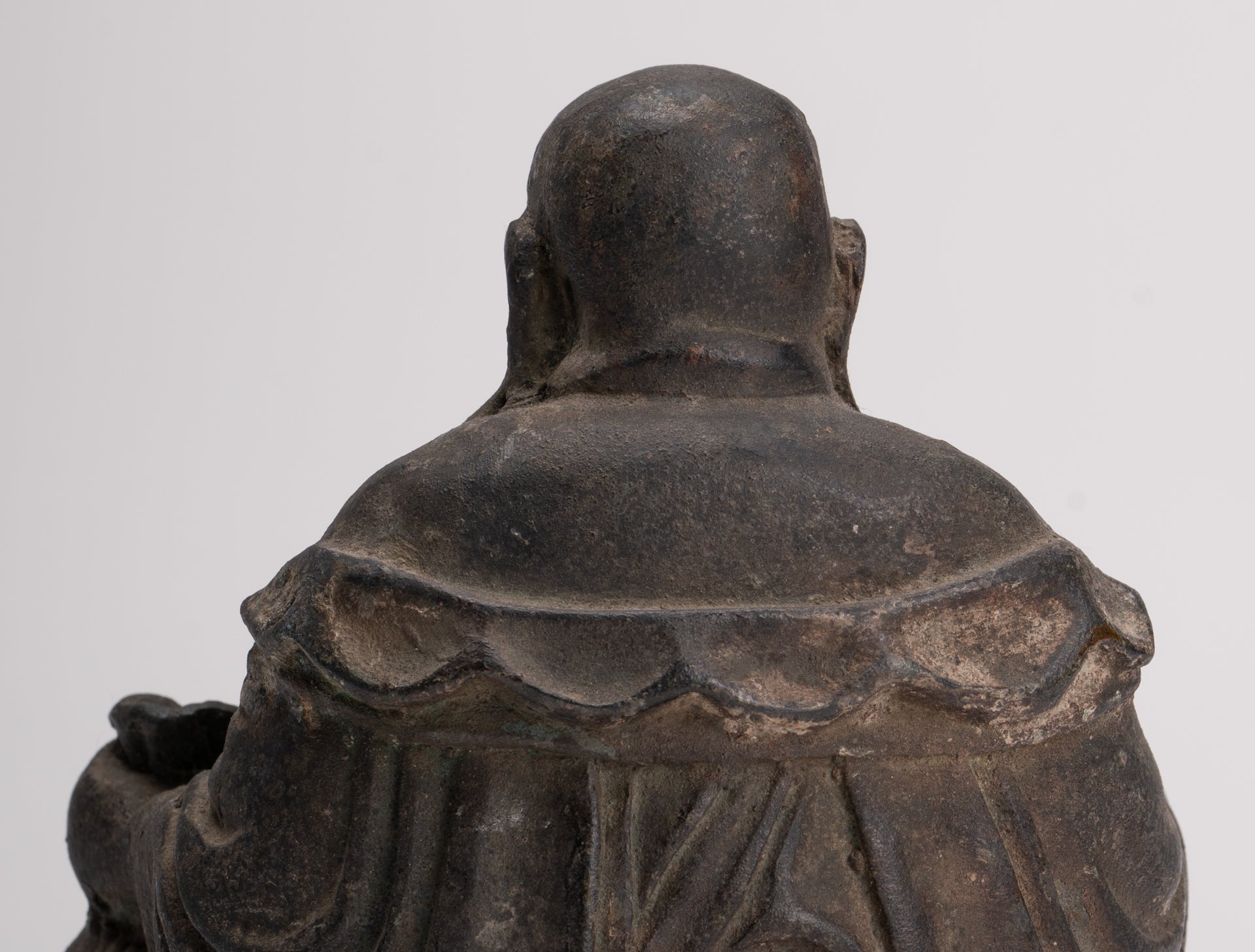 Buddha Statue - Antique Chinese Style Bronze Happy, Fat, Laughing Buddha Budai Statue - 16cm/6"