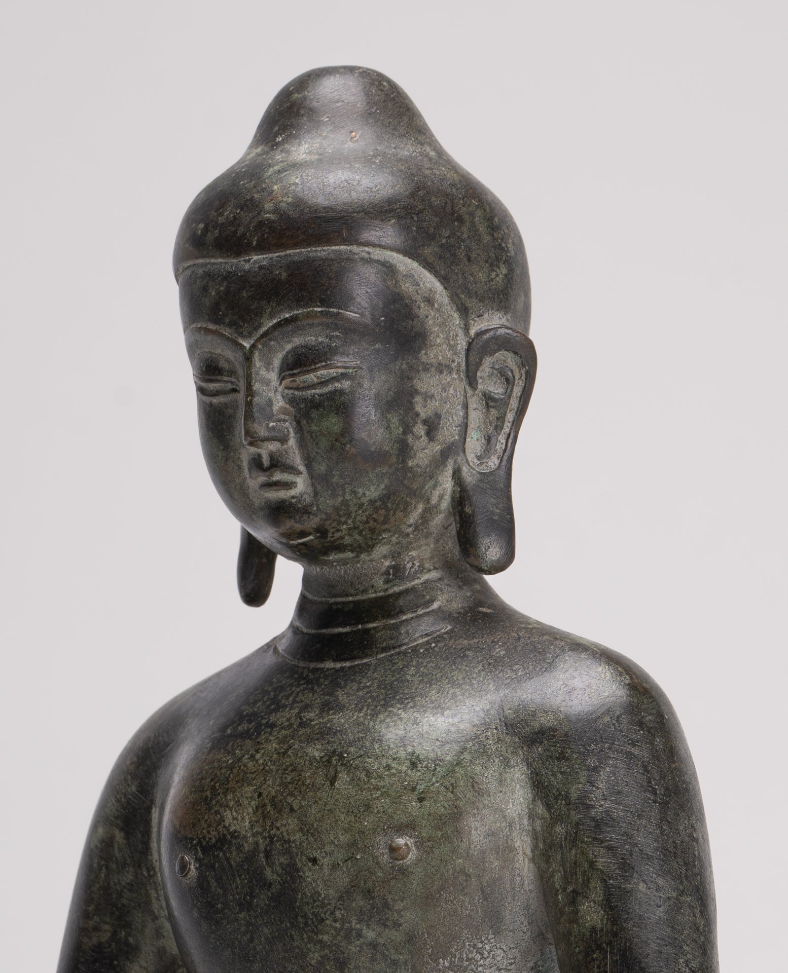 Antique Japanese Style Bronze Seated Meditation Amitabha Buddha Statue - 28cm/11"