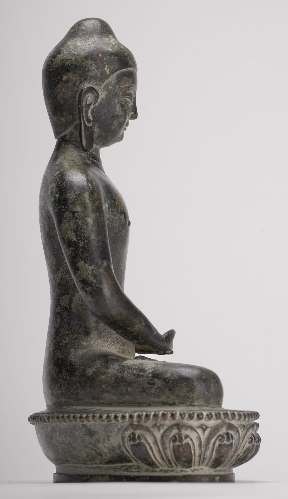 Antique Japanese Style Bronze Seated Meditation Amitabha Buddha Statue - 28cm/11"