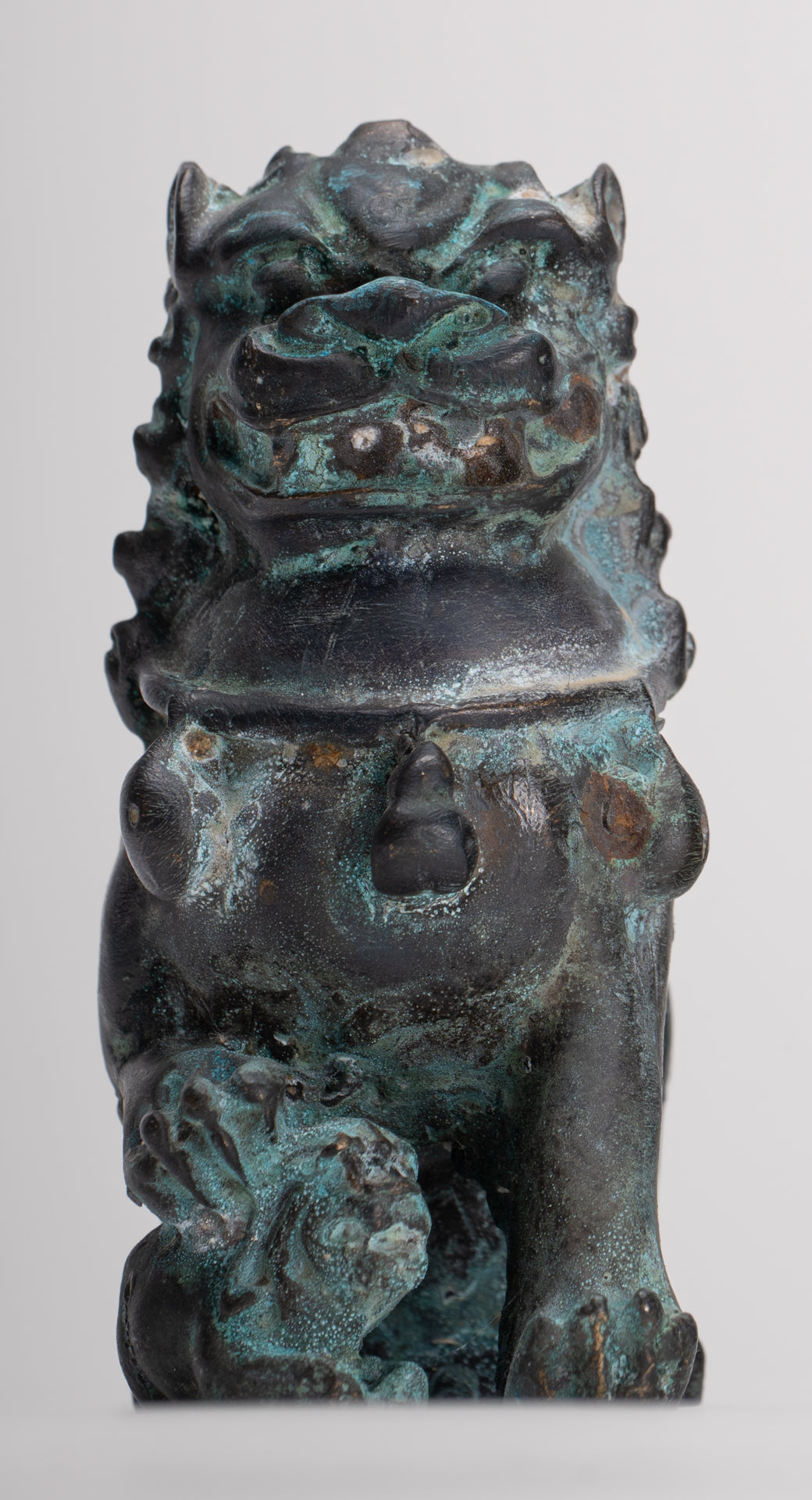 Antique Chinese Style Temple Guardian Lions Shishi Lions Foo Dogs Imperial Lions (Pair) - 10.5cm/4"