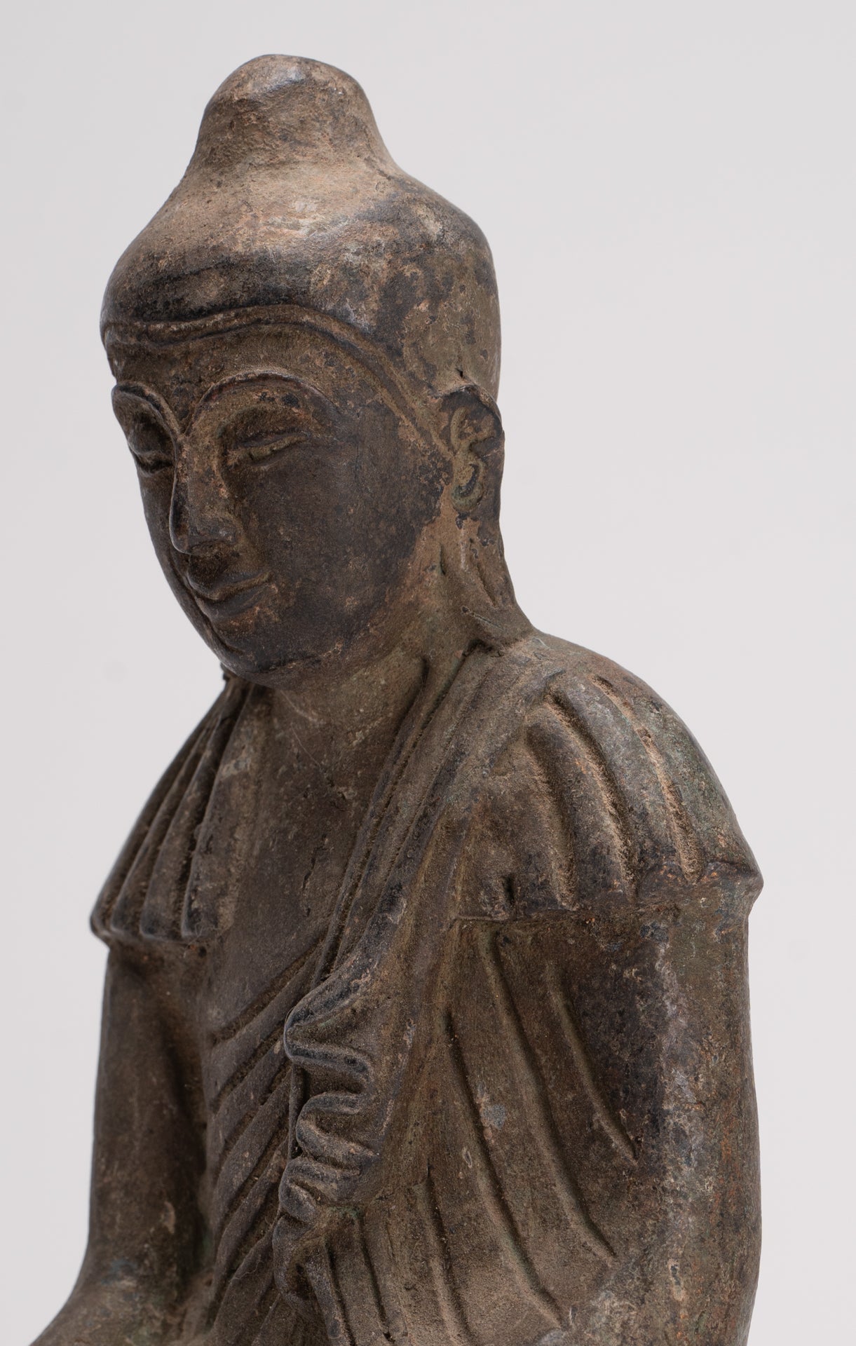 Buddha Statue - Antique Japanese Style Seated Bronze Enlightenment Buddha Statue - 23cm/9"