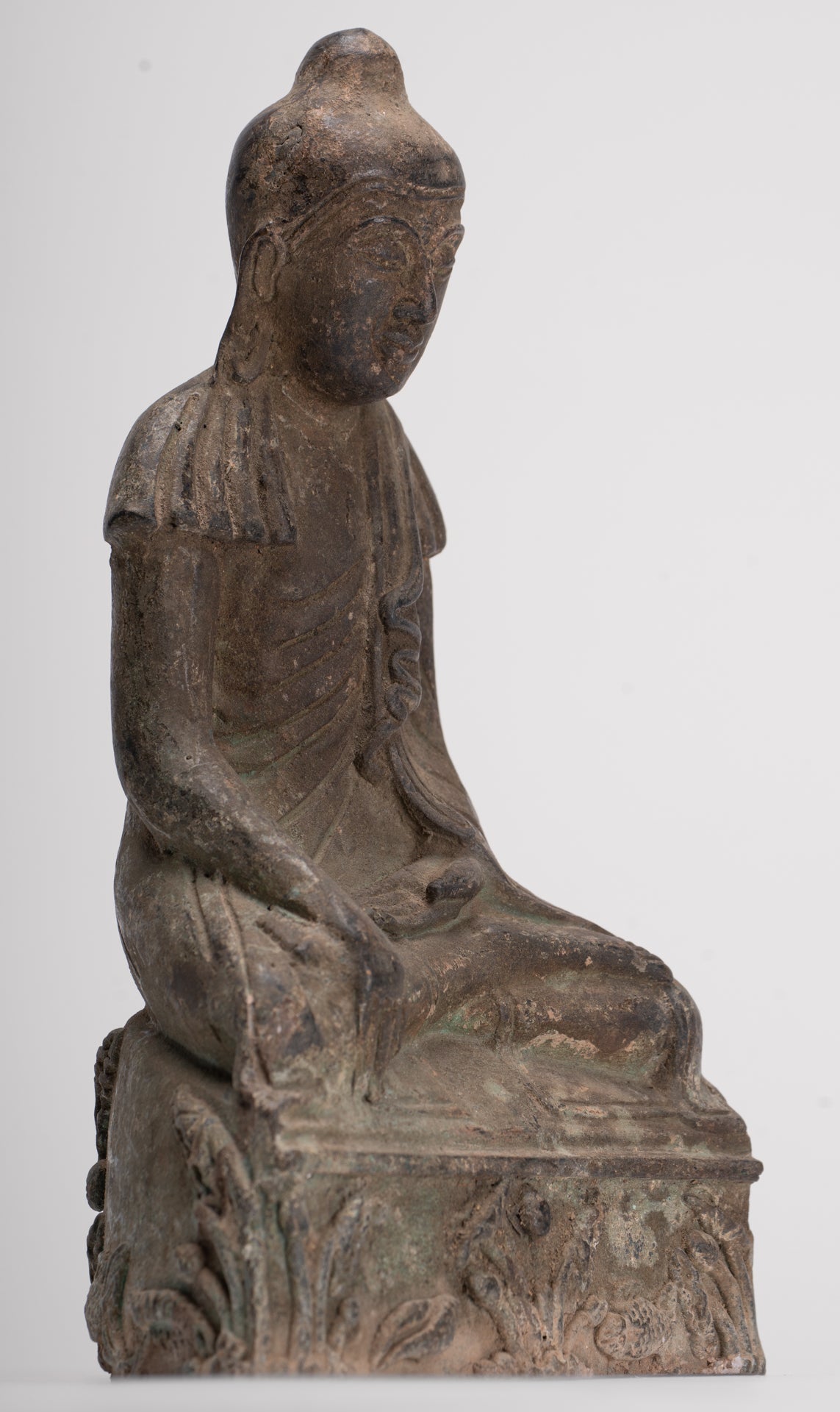 Buddha Statue - Antique Japanese Style Seated Bronze Enlightenment Buddha Statue - 23cm/9"