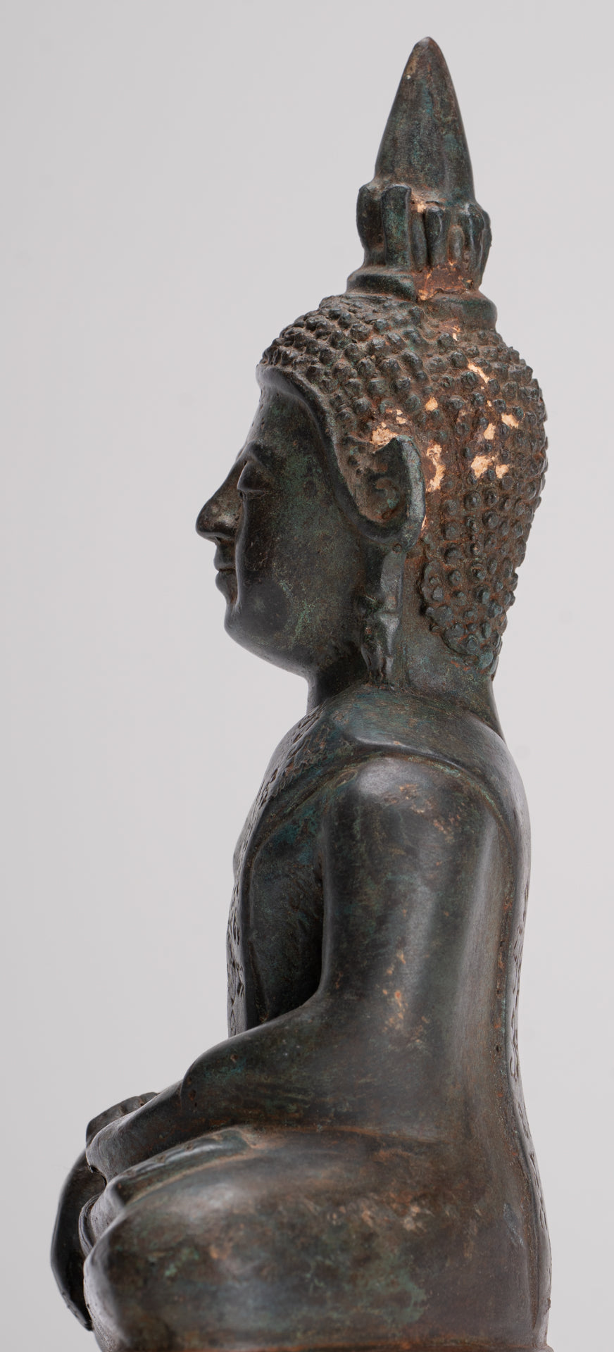 Buddha Statue - Antique Laos Style Bronze Enlightenment Buddha Statue - 21cm/8"