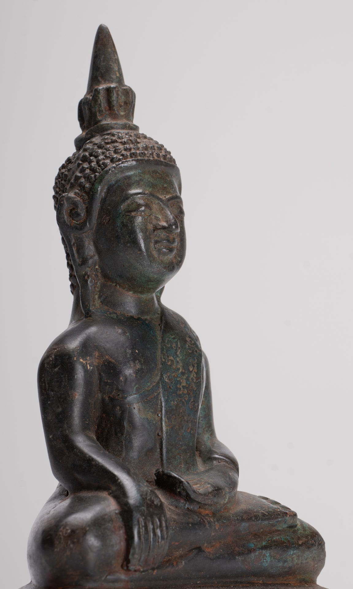 Buddha Statue - Antique Laos Style Bronze Enlightenment Buddha Statue - 21cm/8"