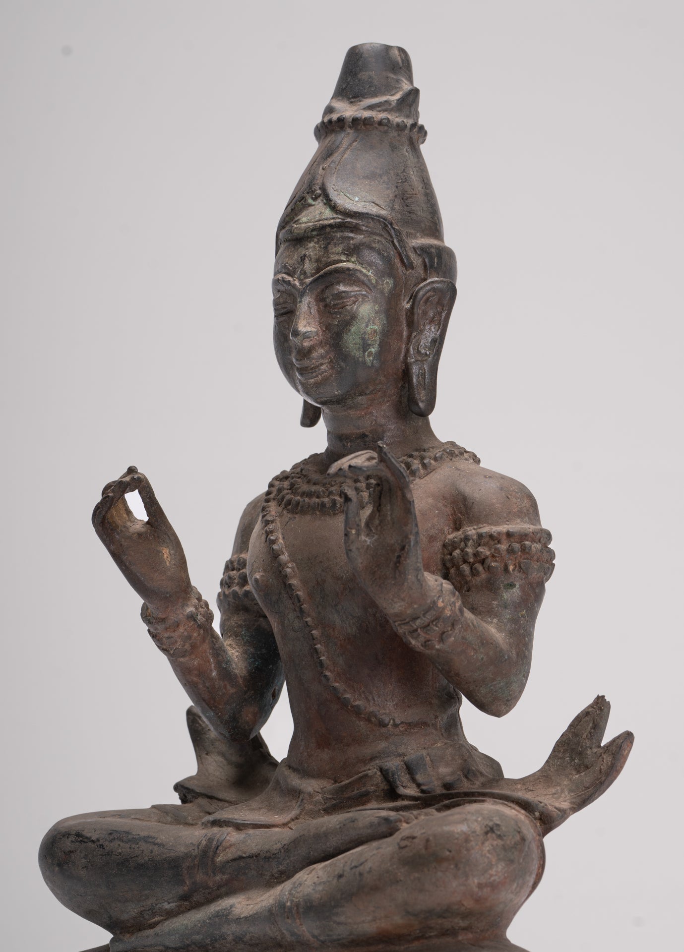 Antique Buddha Statue - Seated Antique Thai Hermit / Wise Man Statue - 29cm/12"