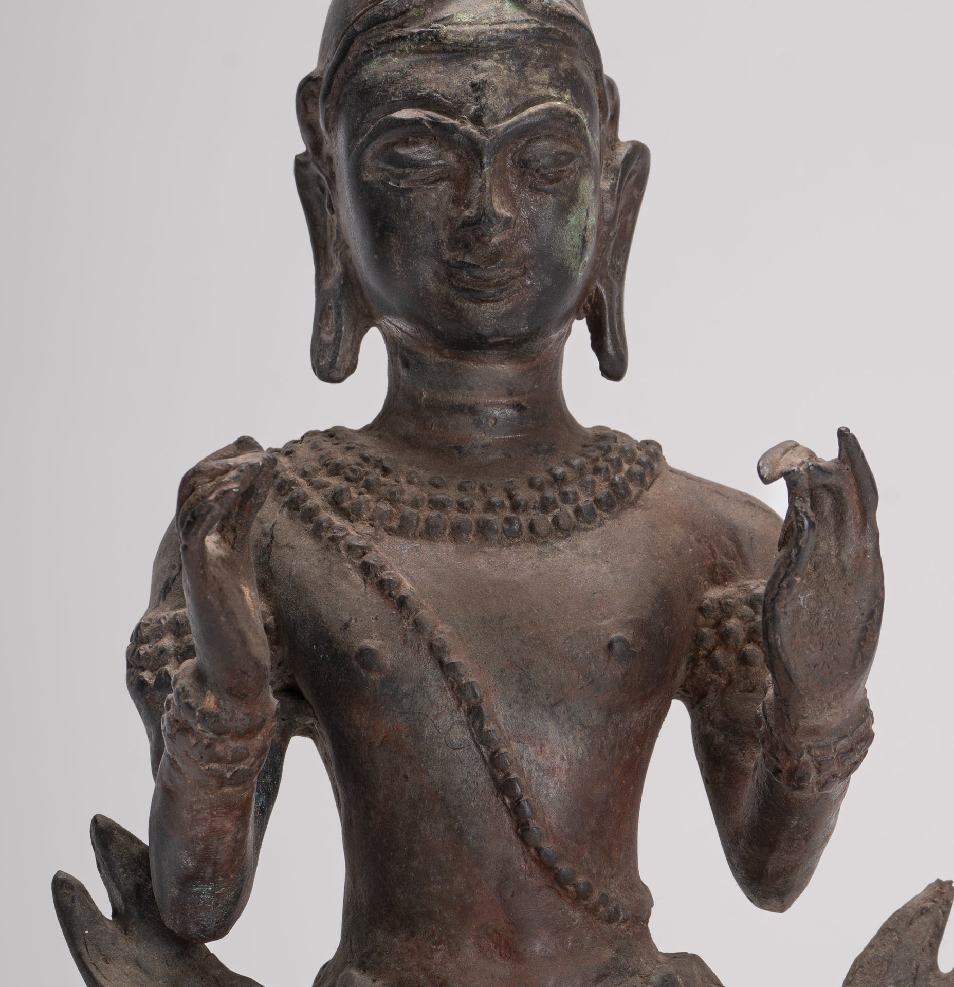 Antique Buddha Statue - Seated Antique Thai Hermit / Wise Man Statue - 29cm/12"