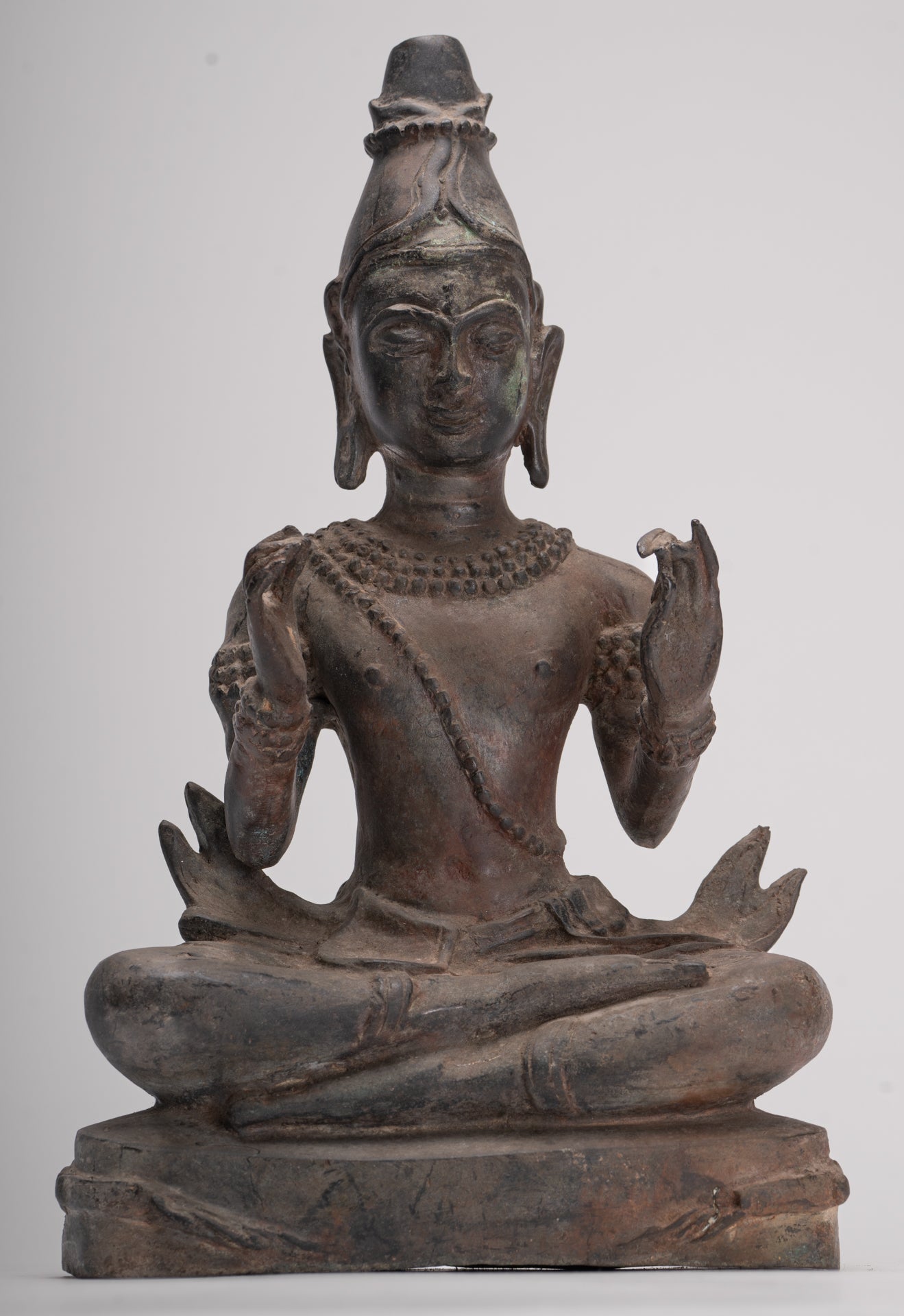 Antique Buddha Statue - Seated Antique Thai Hermit / Wise Man Statue - 29cm/12"