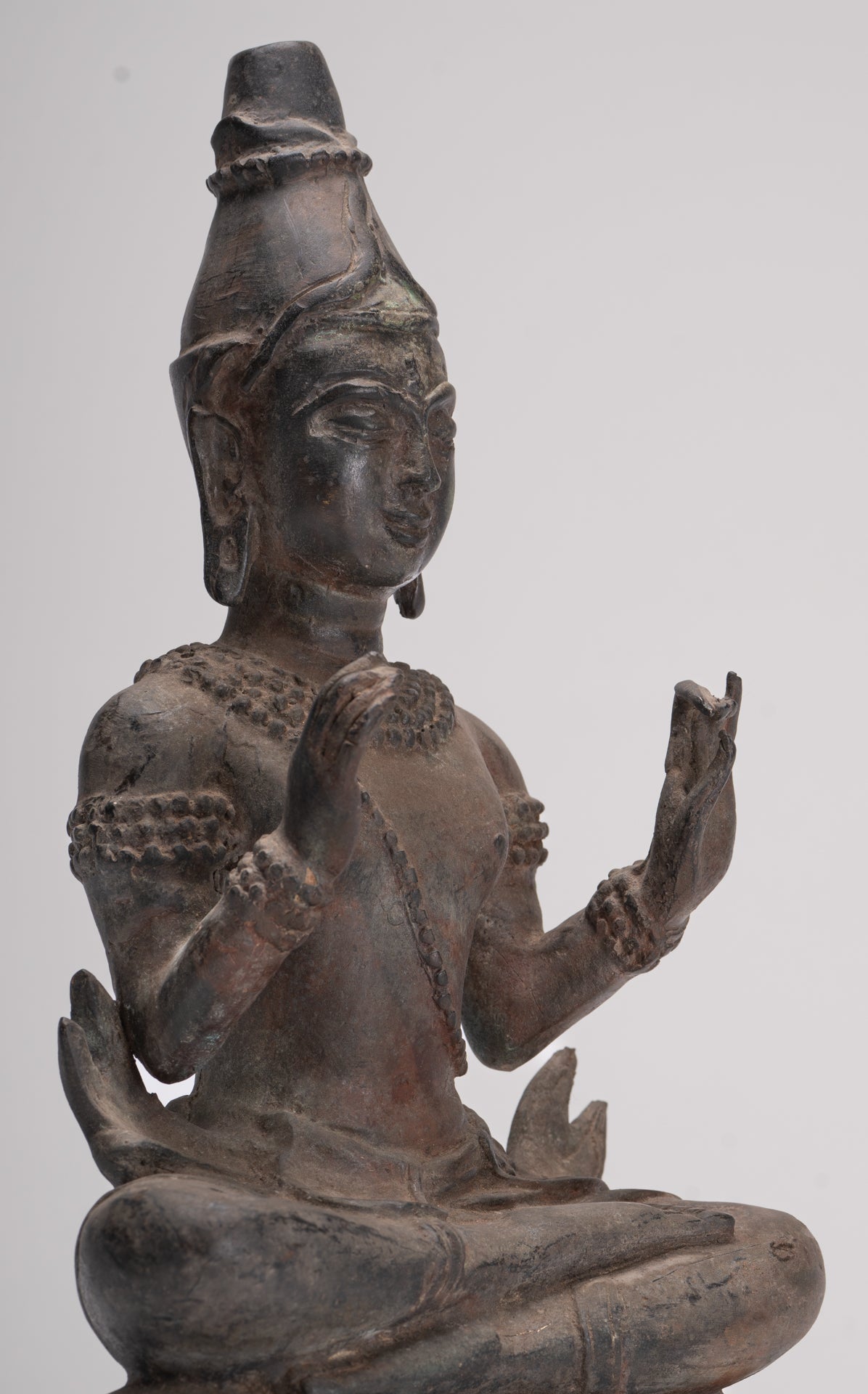 Antique Buddha Statue - Seated Antique Thai Hermit / Wise Man Statue - 29cm/12"