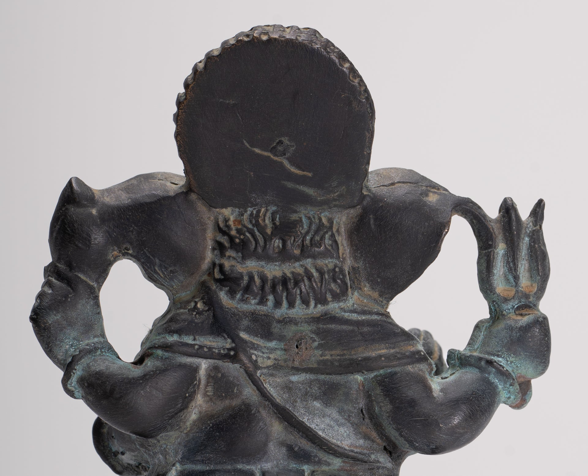 Ganesha Statue - Antique Thai Style Bronze Seated 4-Arm Vara Ganapati Statue - 15.5cm/6"