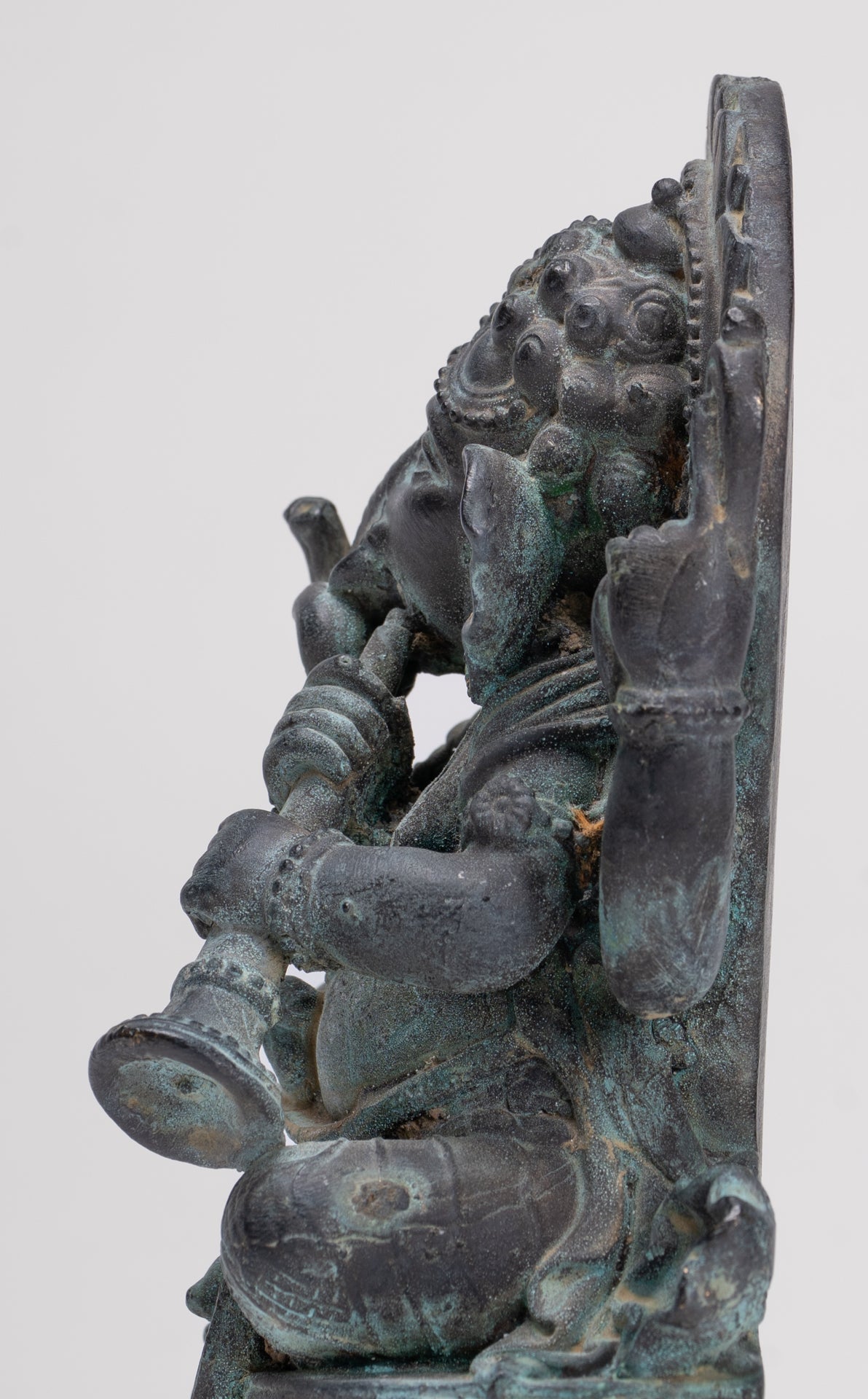 Ganesh - Antique Thai Style Bronze Seated Ganesh Statue  - 15.5cm/6"