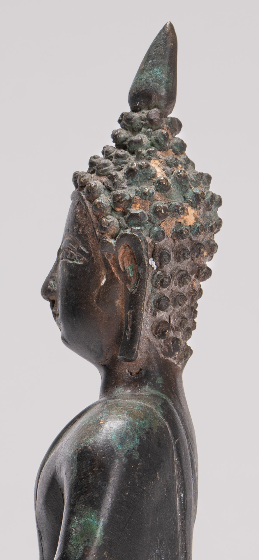 Buddha Statue - Antique Laos Style Bronze Enlightenment Buddha Statue - 29cm/12"