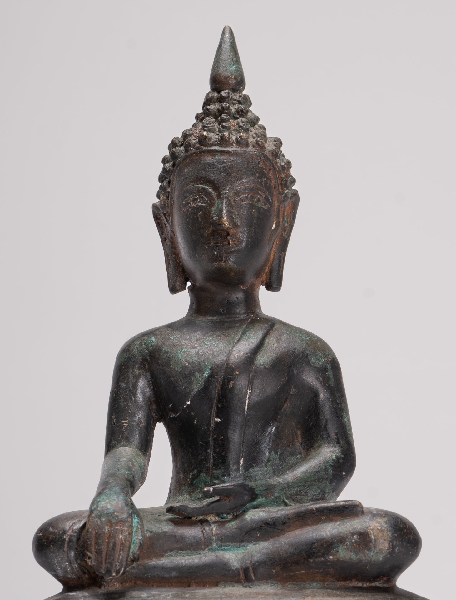 Buddha Statue - Antique Laos Style Bronze Enlightenment Buddha Statue - 29cm/12"