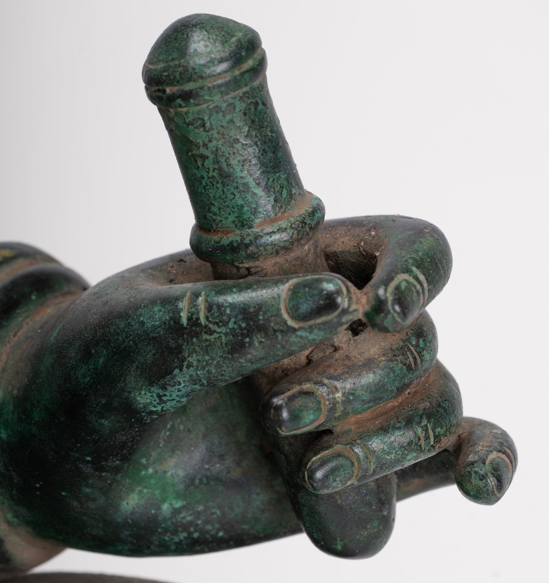 Ganesha Statue - Antique Khmer Style Bronze Seated Ganesha Statue - 63cm/24"