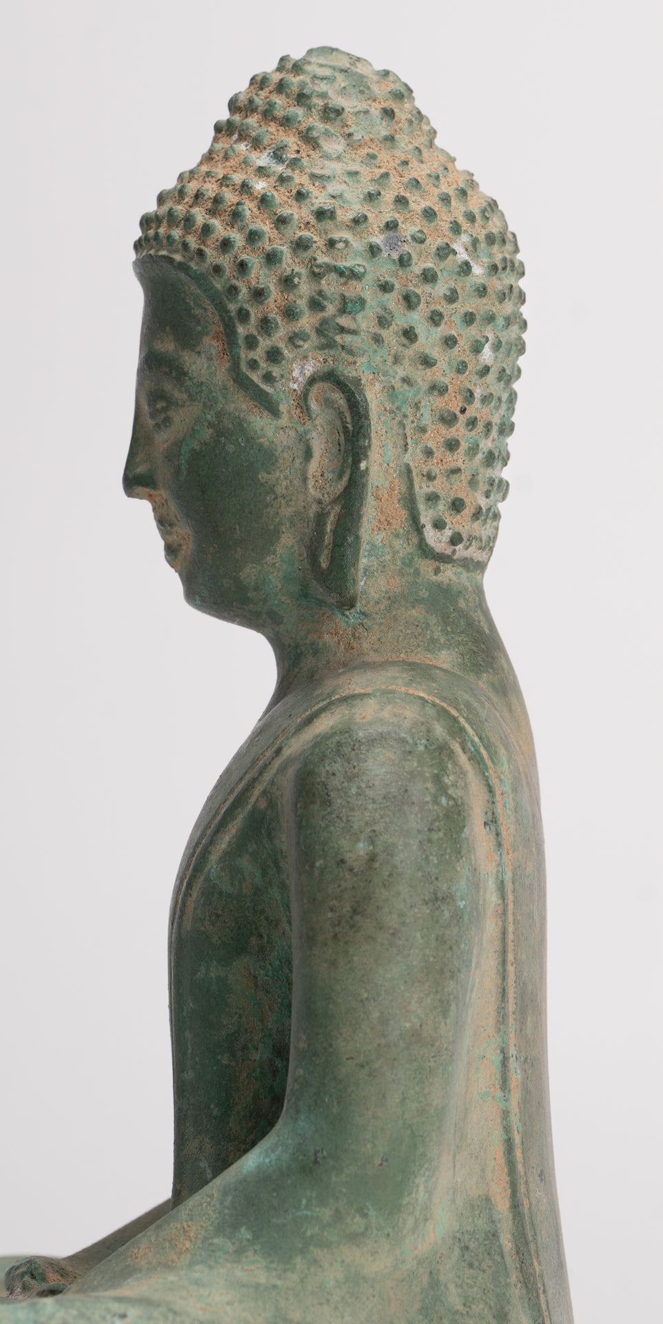 Buddha Statue - Antique Khmer Style Seated Meditation Buddha Statue - 18cm/7"