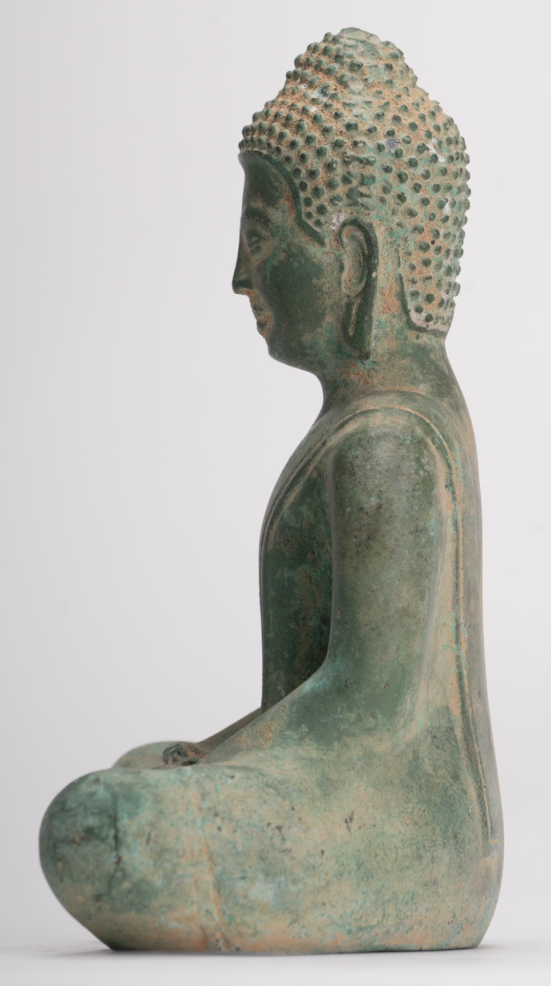 Buddha Statue - Antique Khmer Style Seated Meditation Buddha Statue - 18cm/7"