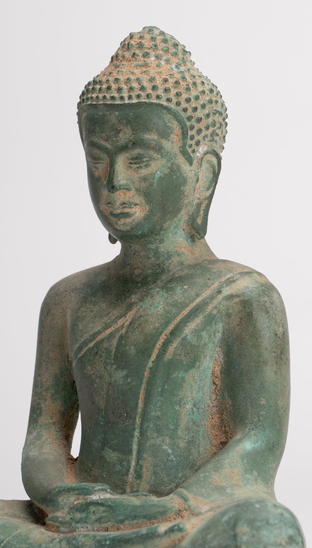 Buddha Statue - Antique Khmer Style Seated Meditation Buddha Statue - 18cm/7"