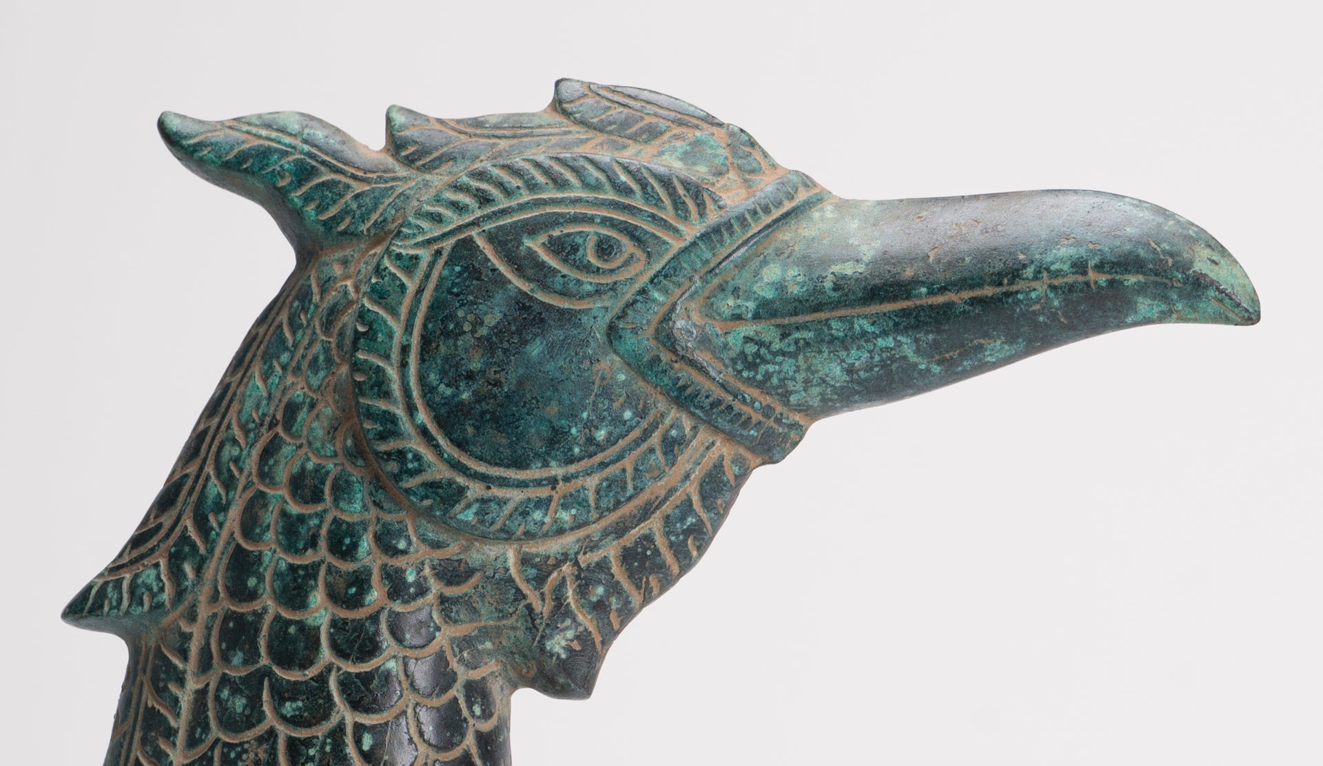 Antique Khmer Style Standing Bronze Mythical Bird/Goose/Peacock - 29cm/12" Tall