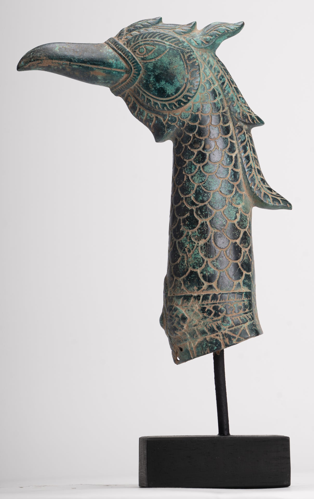 Antique Khmer Style Standing Bronze Mythical Bird/Goose/Peacock - 29cm/12" Tall