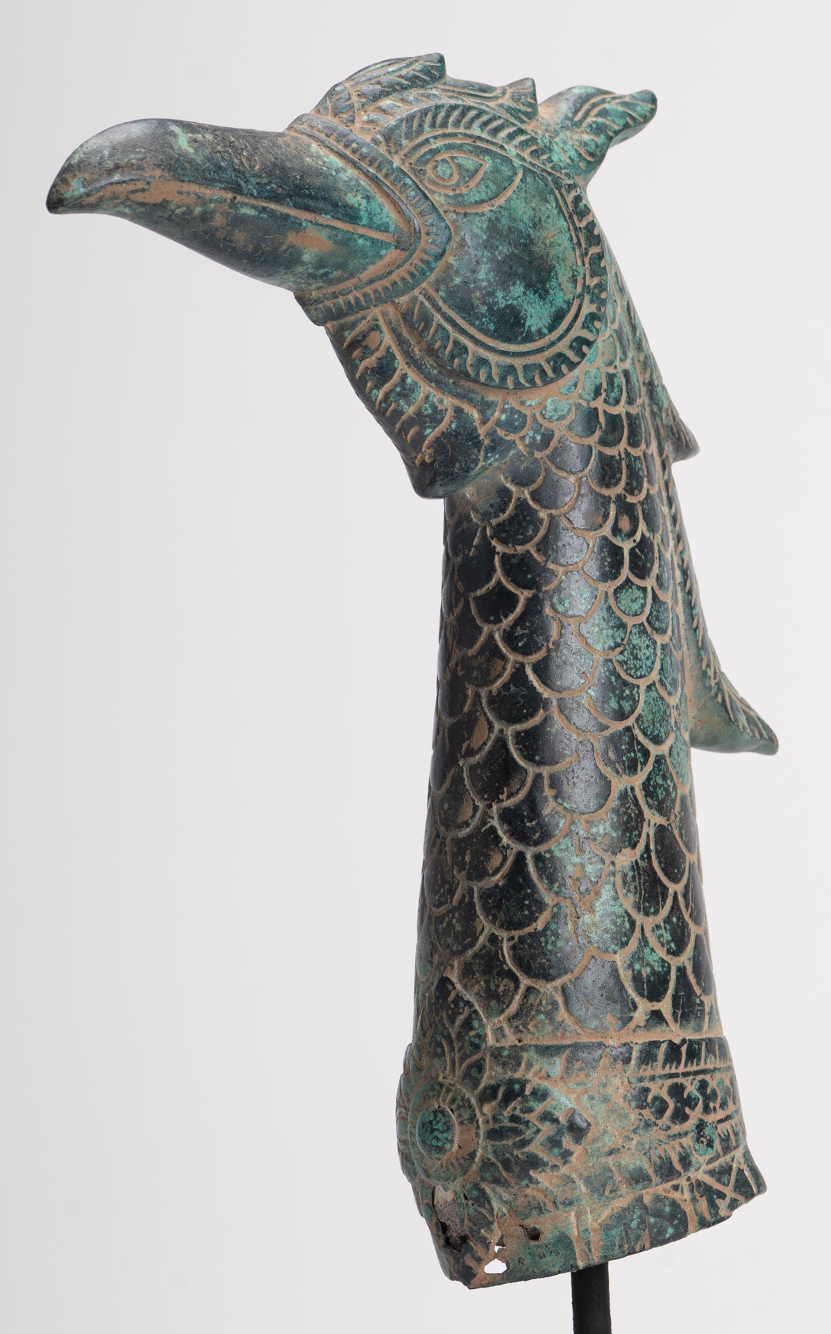 Antique Khmer Style Standing Bronze Mythical Bird/Goose/Peacock - 29cm/12" Tall