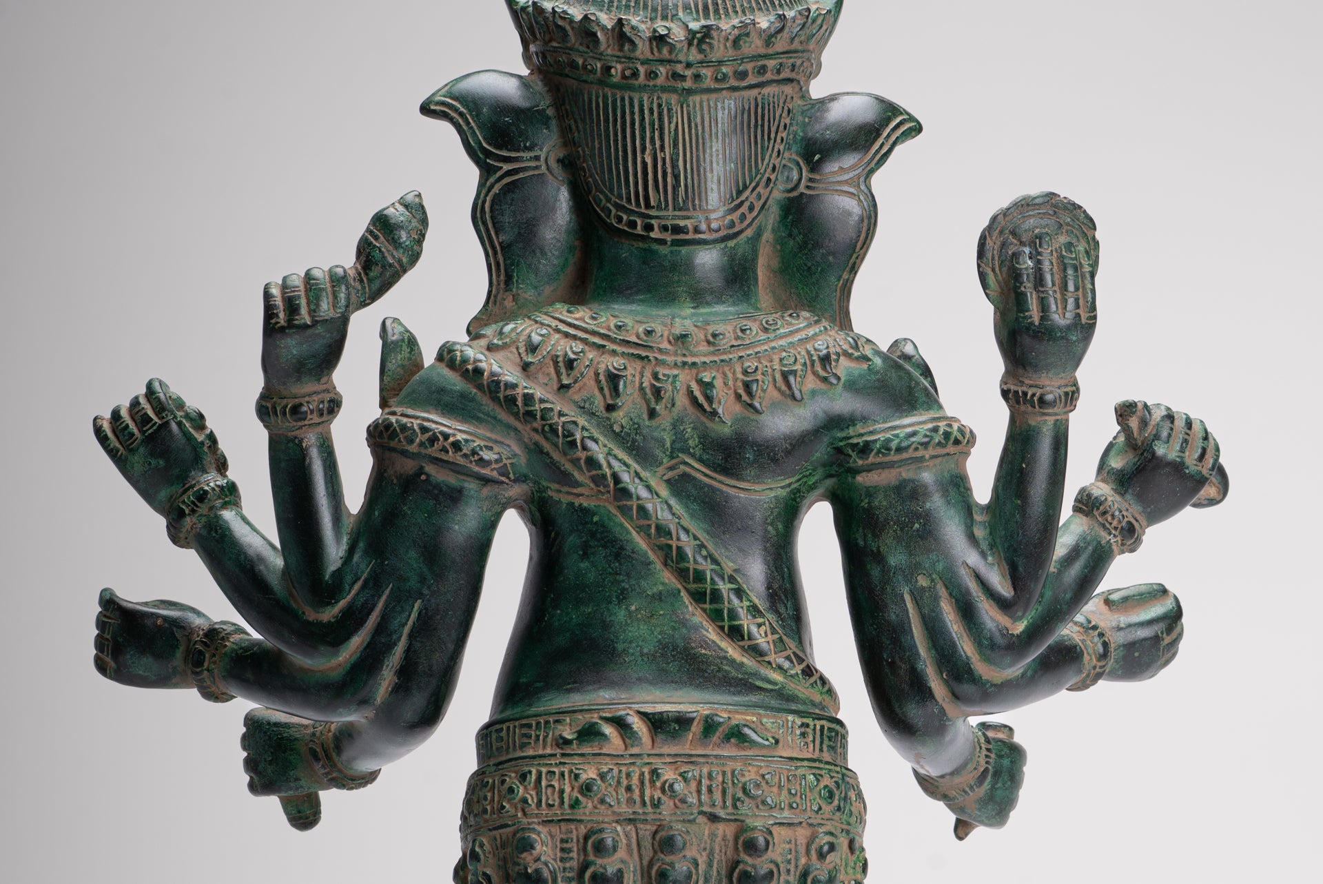 Ganesha Statue - Antique Khmer Style Bronze Angkor Wat Ganesha Statue on Yoni - 55cm/22"